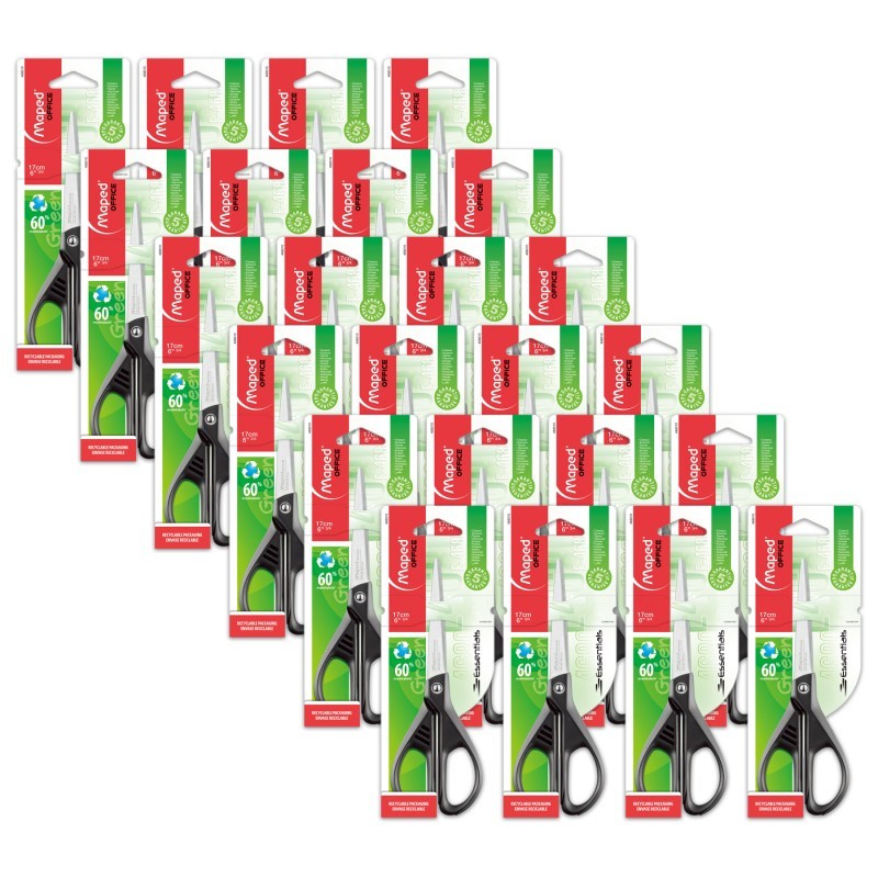 Maped® Essentials Eco-Friendly Multipurpose Scissors 6.75", Pack of 24