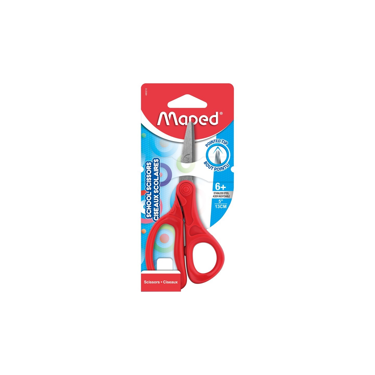 Maped® Essential 5" Pointed School Scissors, Assorted Colors, Retail Packaging