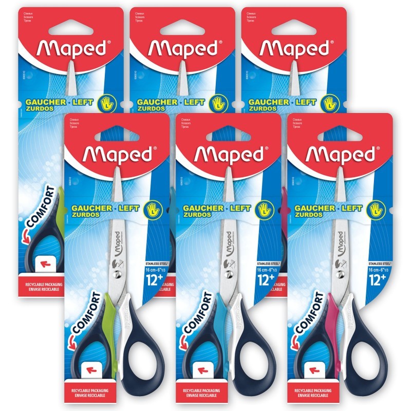Maped® 6" Sensoft Scissors with Flexible Handles - Lefty, Pack of 6