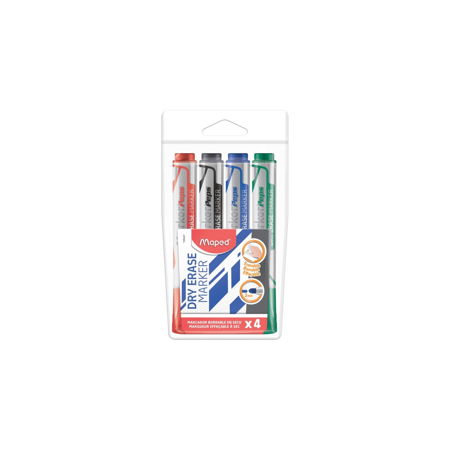 Maped® Marker'Peps Dry Erase Jumbo Marker, Bullet Tip, Pack of 4