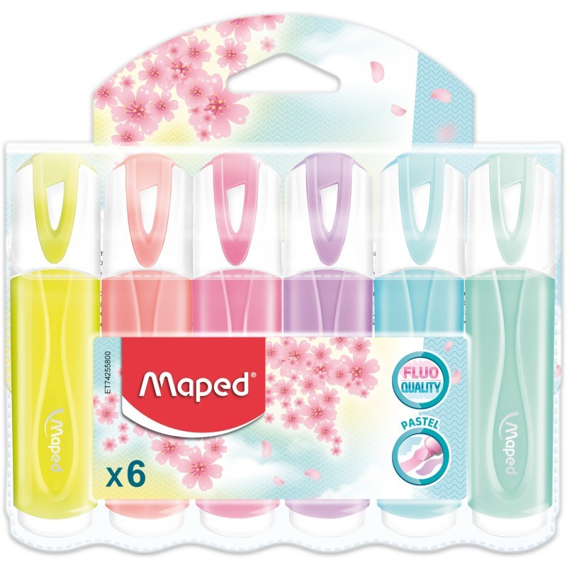 Maped® Fluo Peps Classic Pastel Highlighter, Pack of 6