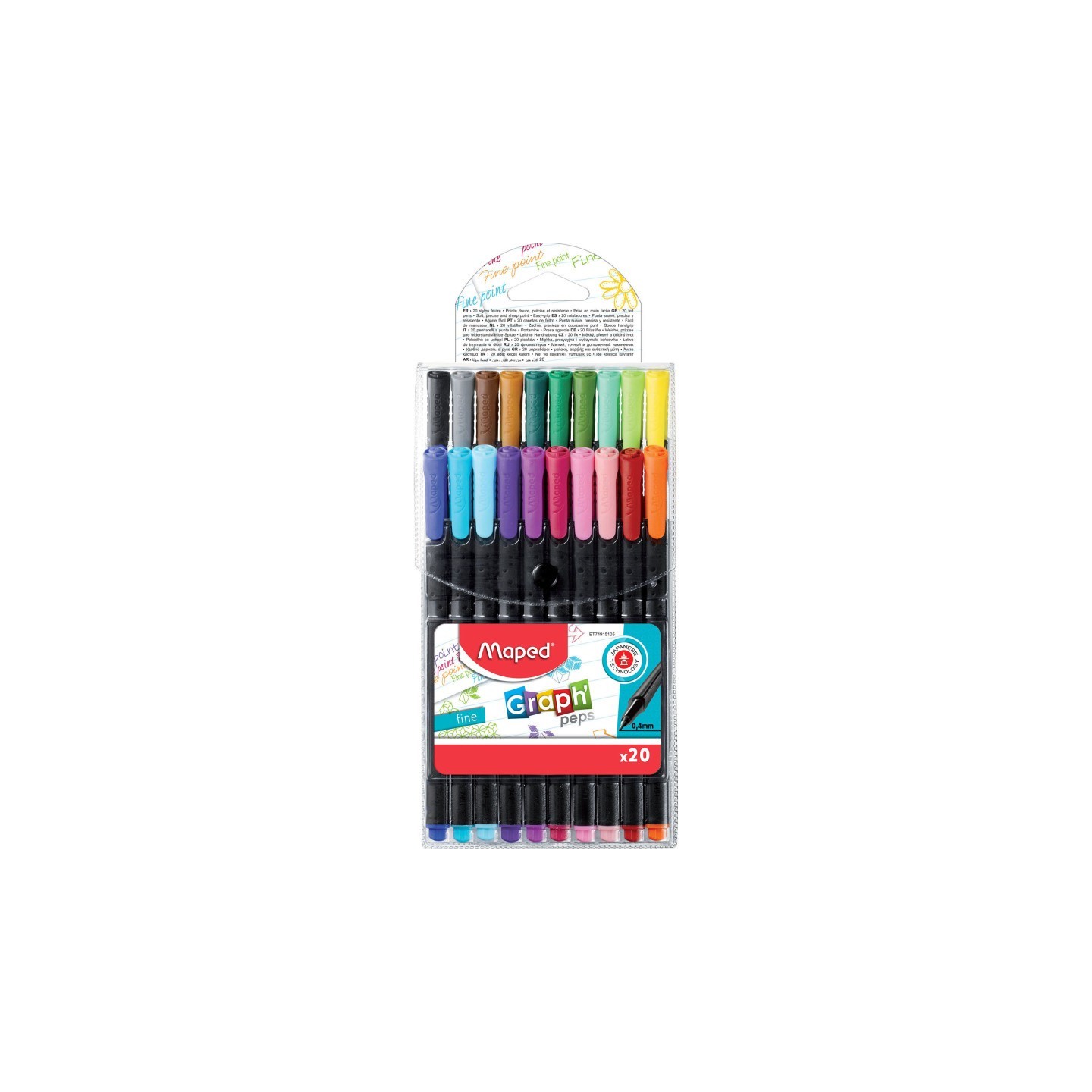 Maped® Graph'Peps 0.4mm Fine Felt Tipped Pens, Pack of 20