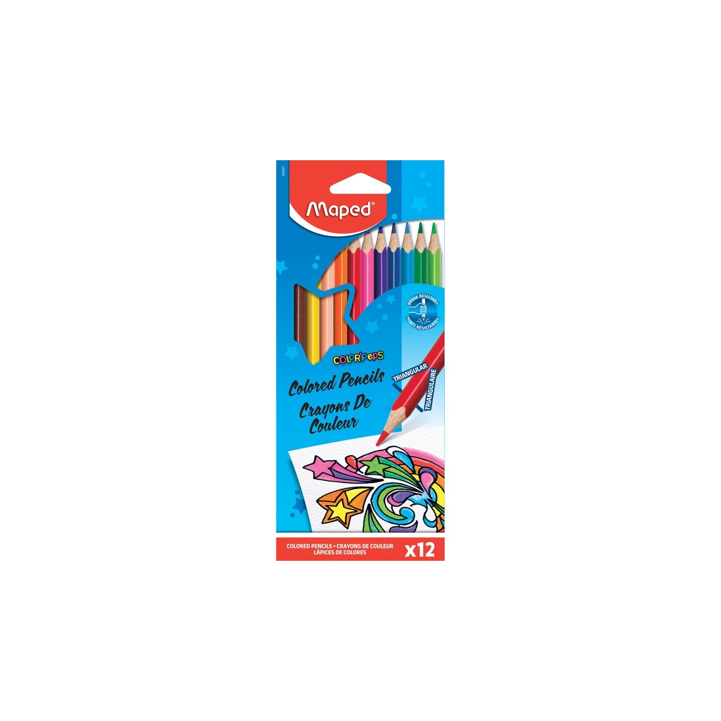 Maped® Color'Peps Triangular Colored Pencils, Pack of 12