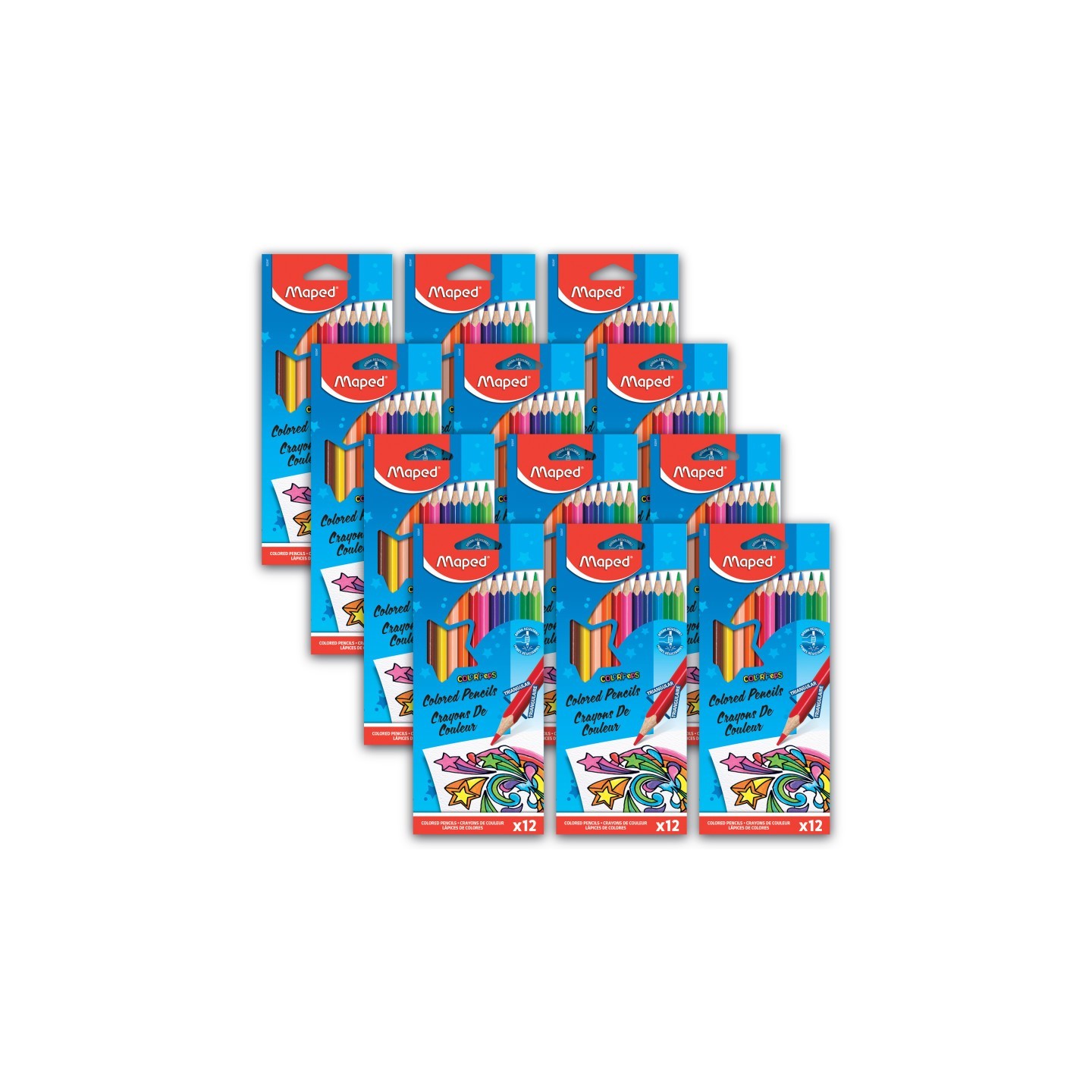 Maped® Triangular Colored Pencils, 12 Per Pack, 12 Packs