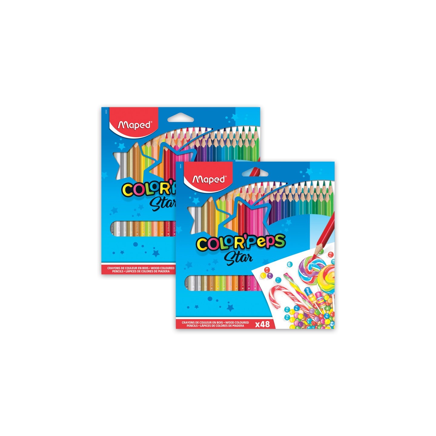 Maped® Color'Peps Triangular Colored Pencils, Assorted Colors, 48 Per Pack, 2 Packs