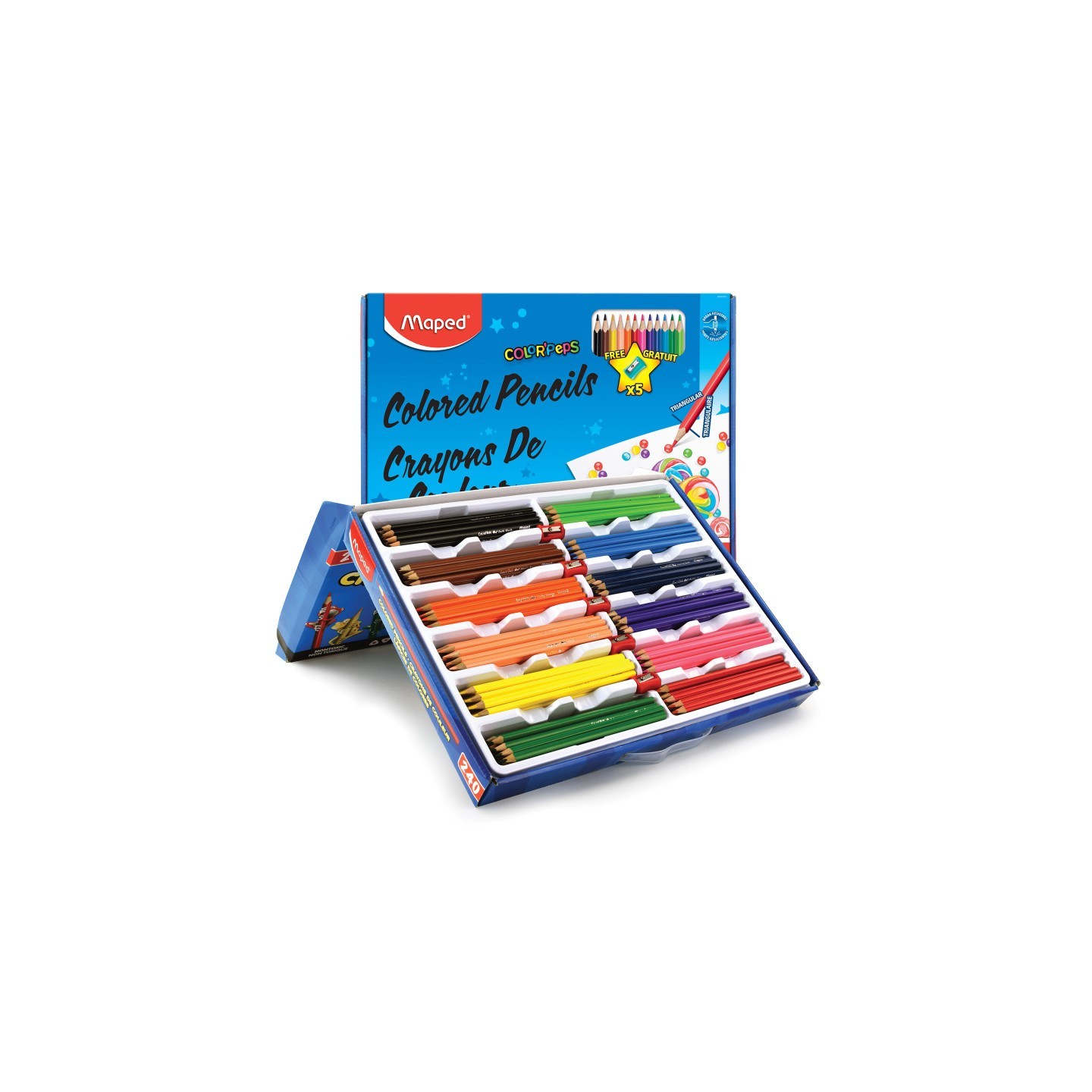 Maped® Color'Peps Triangular Colored Pencils, School Pack of 240