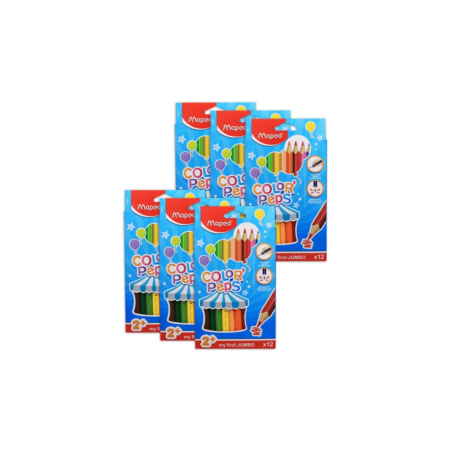 Maped® Color'Peps My First Jumbo Triangular Colored Pencils, 12 Per Pack, 6 Packs