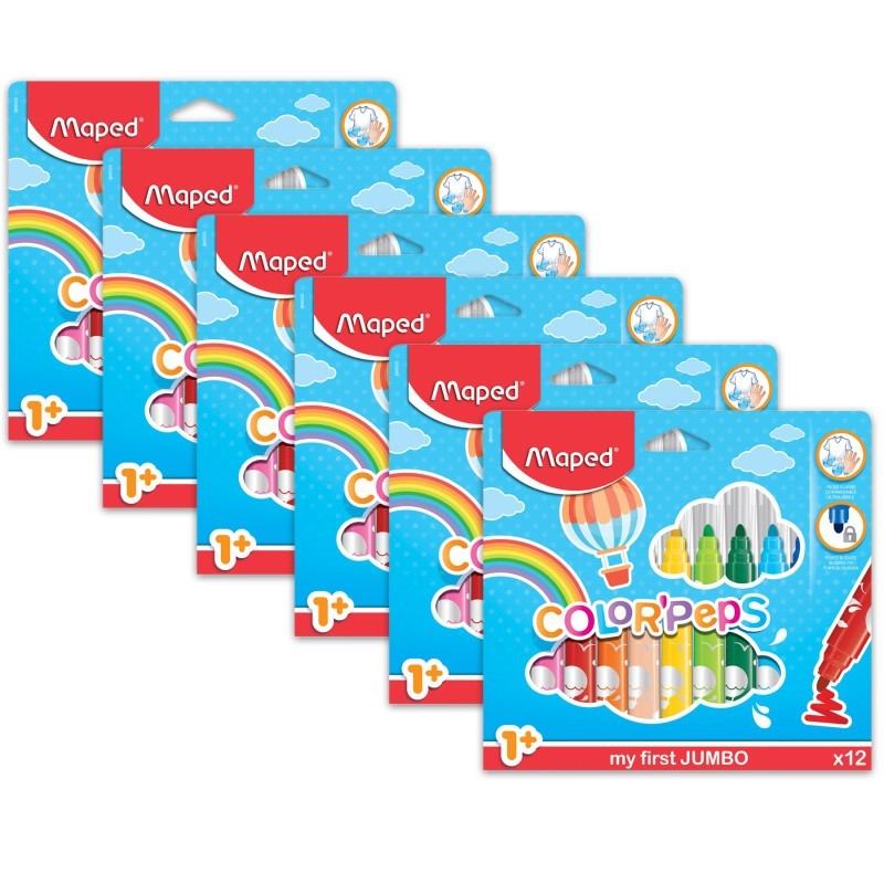 Maped® Color'Peps My First Safety Tip Ultrawashable Markers, 12 Per Pack, 6 Packs