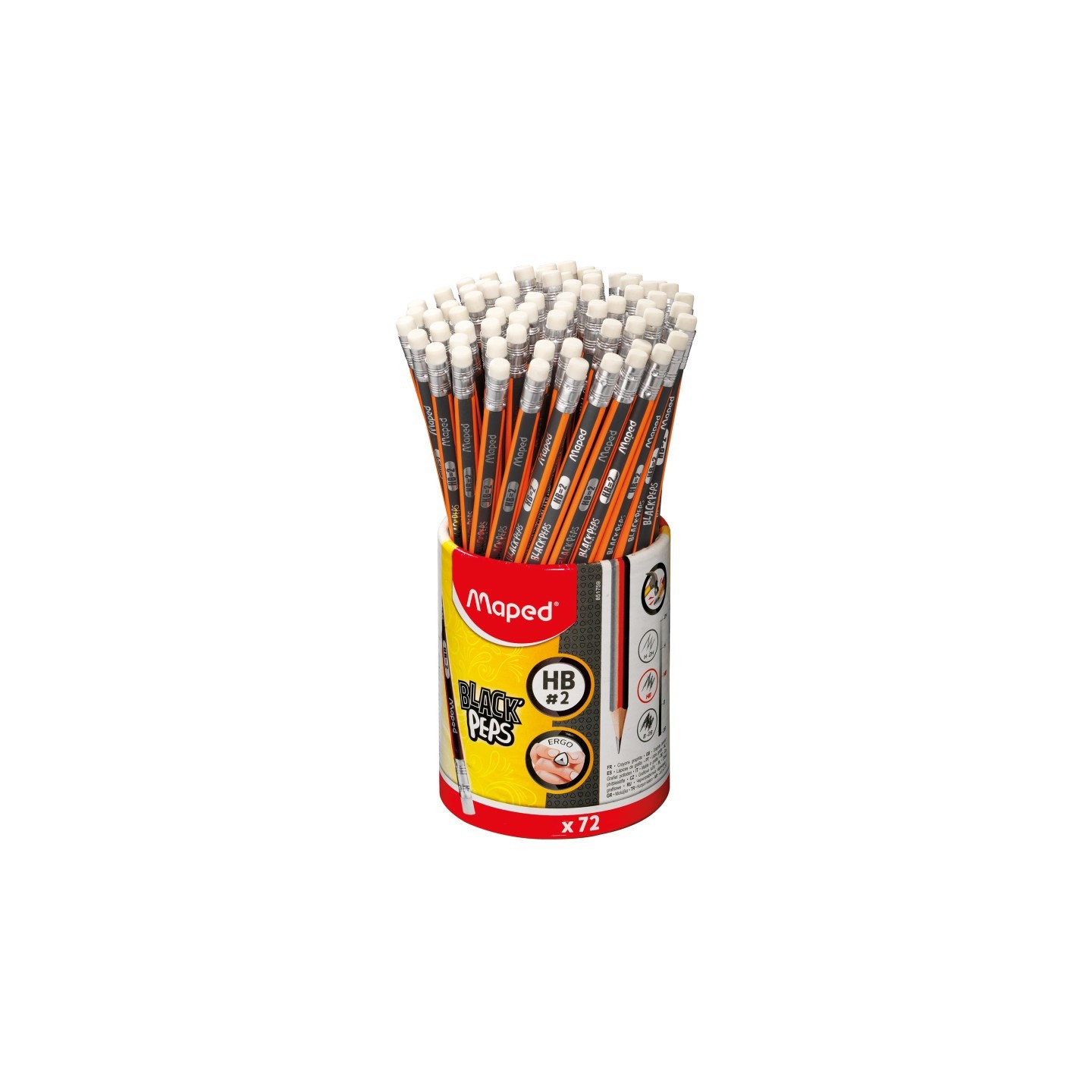 Maped® Black'Peps Triangular Graphite #2 Pencils School Pack, Pack of 72
