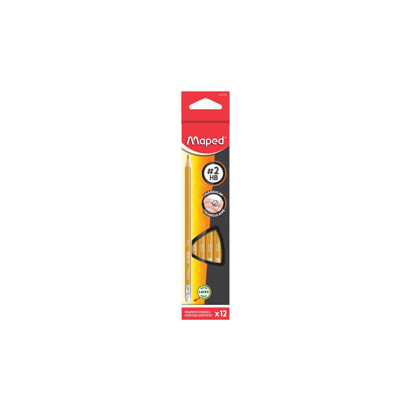 Maped® Essentials Yellow Triangular Graphite #2 Pencils, Pack of 12
