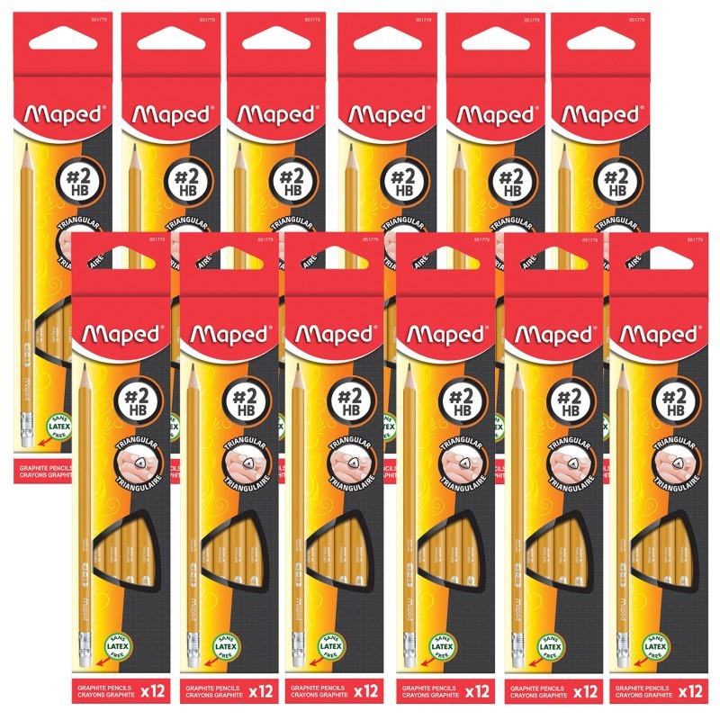 Maped® Essentials Triangular Graphite #2 Pencils, 12 Per Pack, 12 Packs