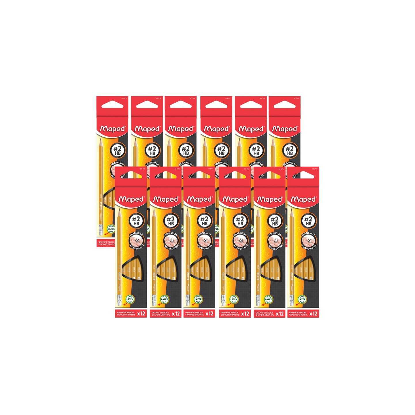 Maped® Essentials Triangular Graphite #2 Pencils, 12 Per Pack, 12 Packs