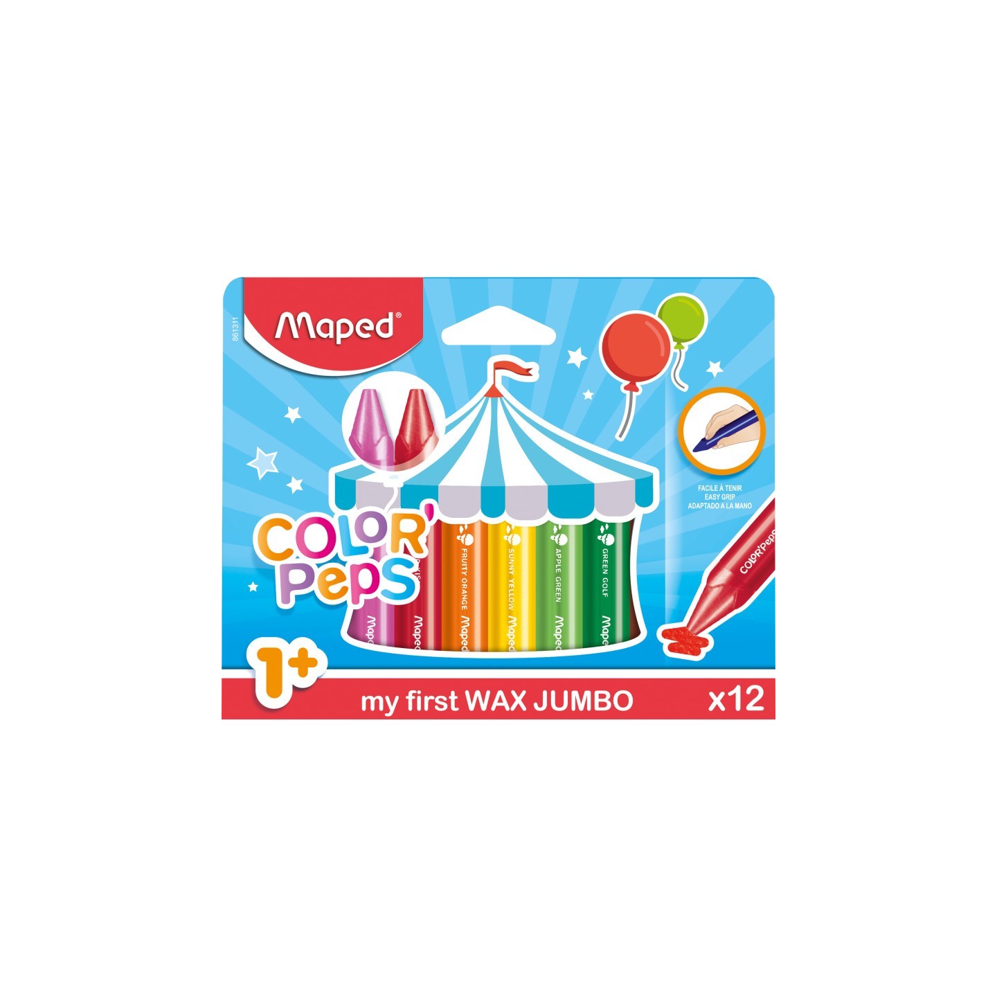 Maped® Color'Peps My First Jumbo Triangular Wax Crayons, Pack of 12