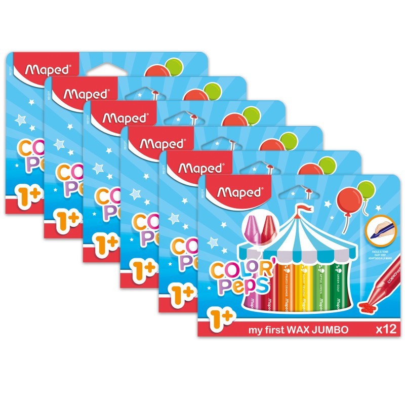 Maped® Color'Peps My First Jumbo Triangular Wax Crayons, 12 Per Pack, 6 Packs