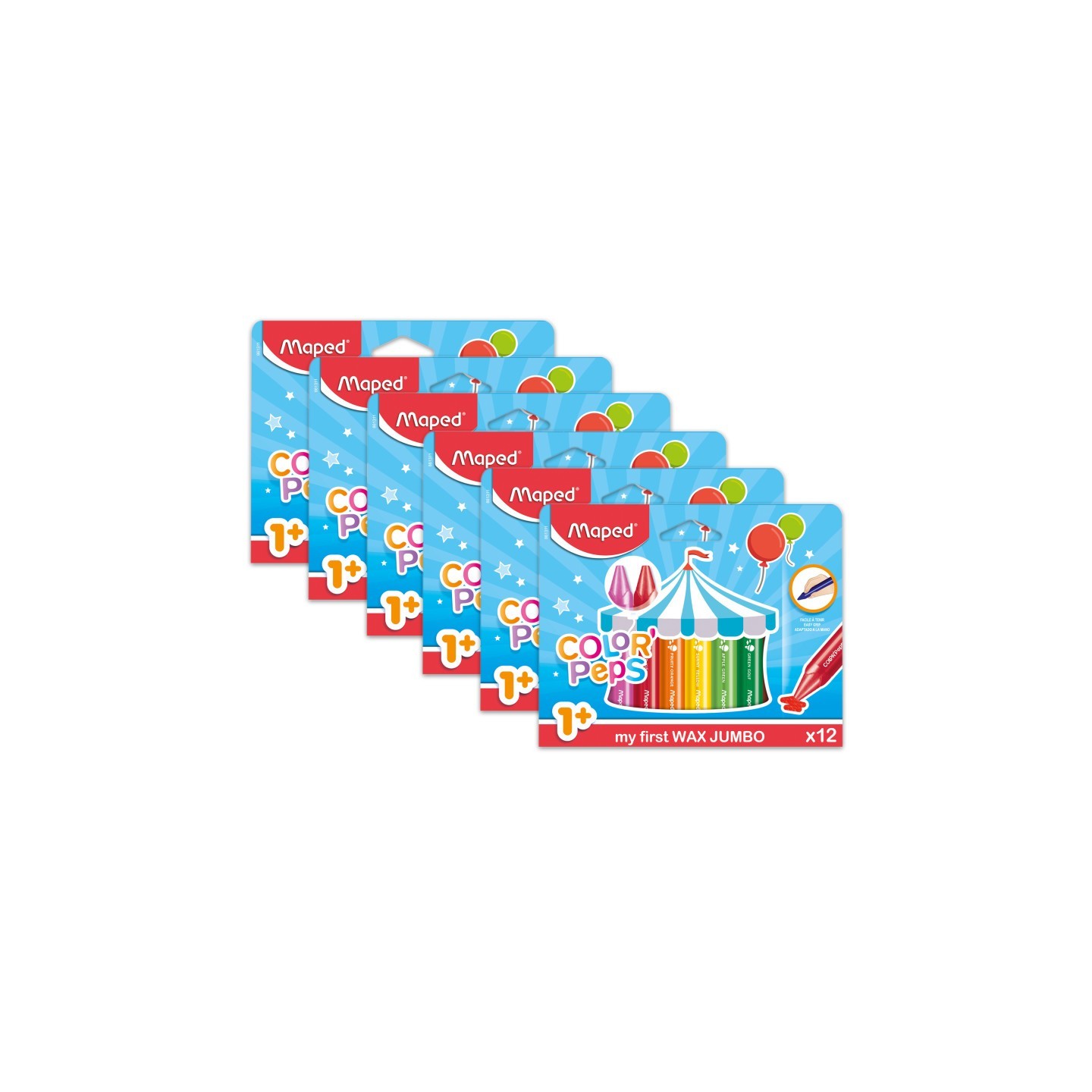 Maped® Color'Peps My First Jumbo Triangular Wax Crayons, 12 Per Pack, 6 Packs