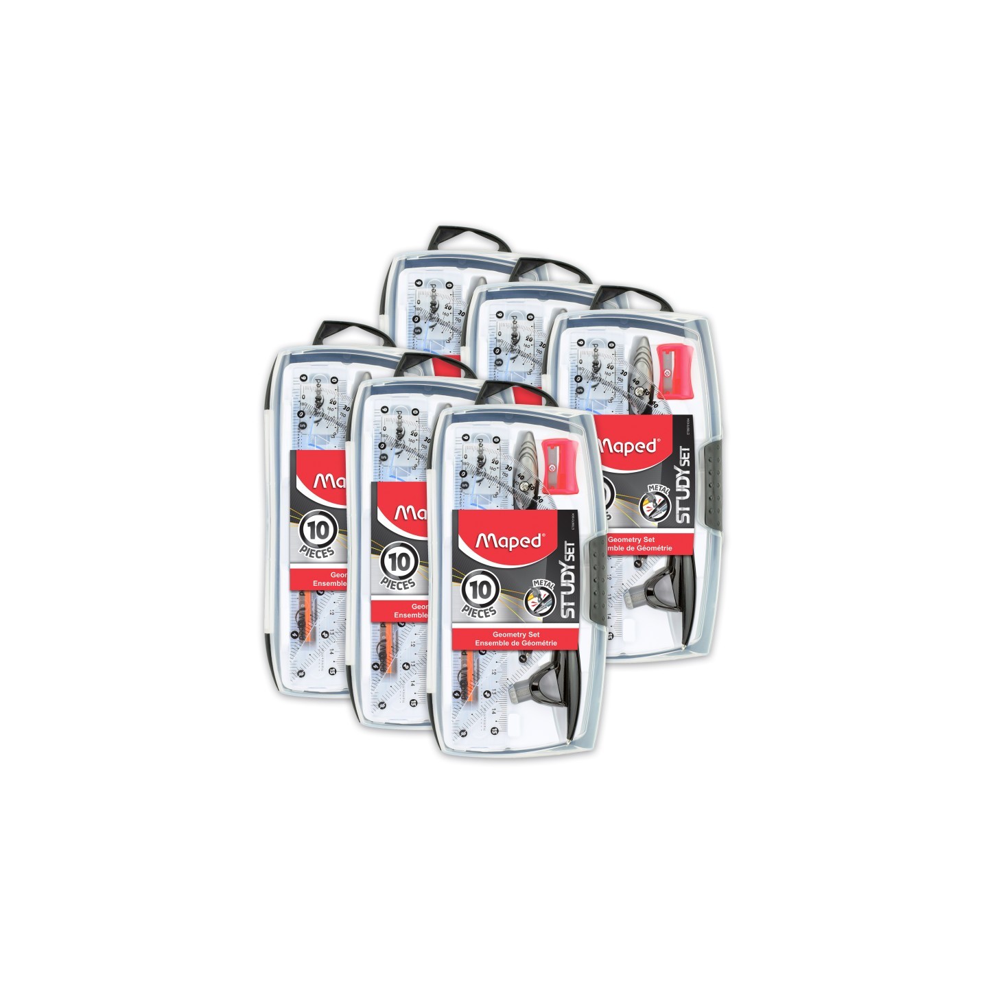 Maped® Study Metal Compass, 10 Piece Set, 6 Sets