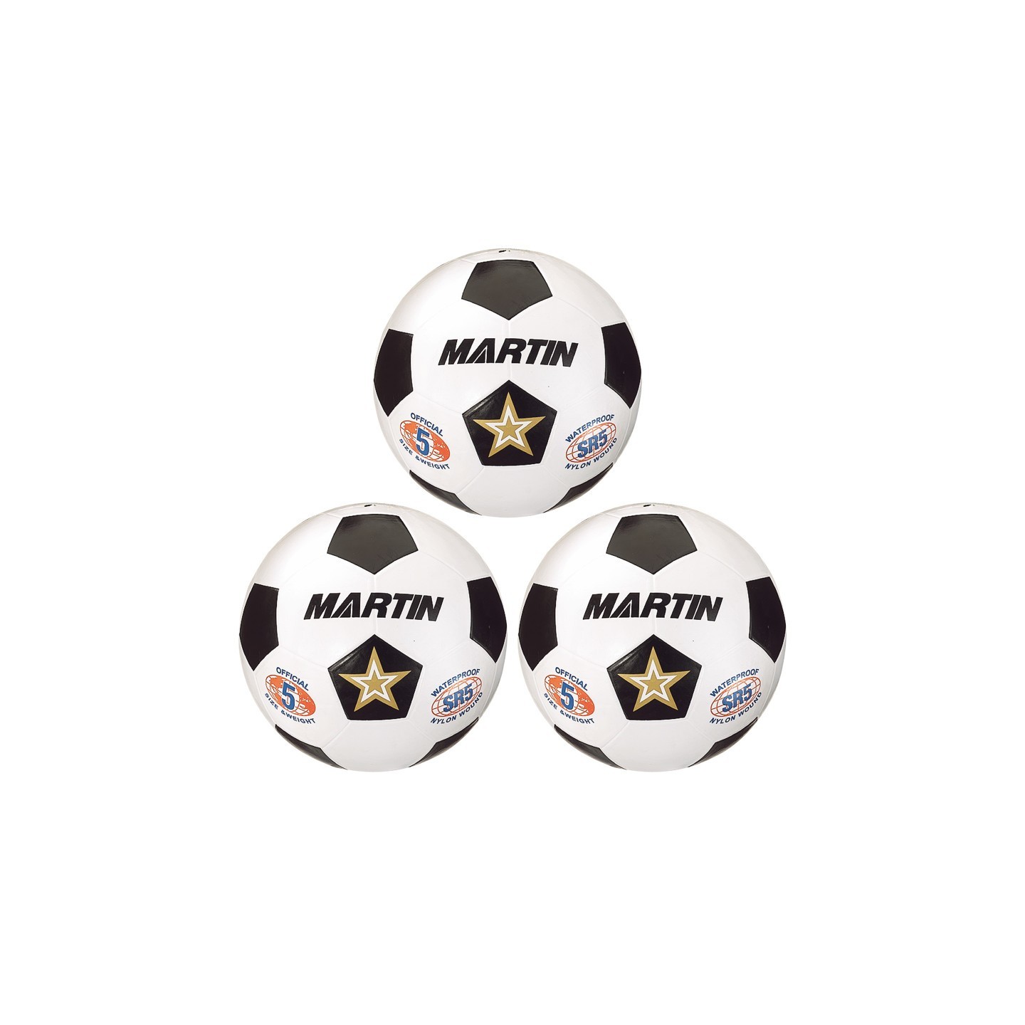 Martin Sports Soccer Ball, Size 5, Pack of 3