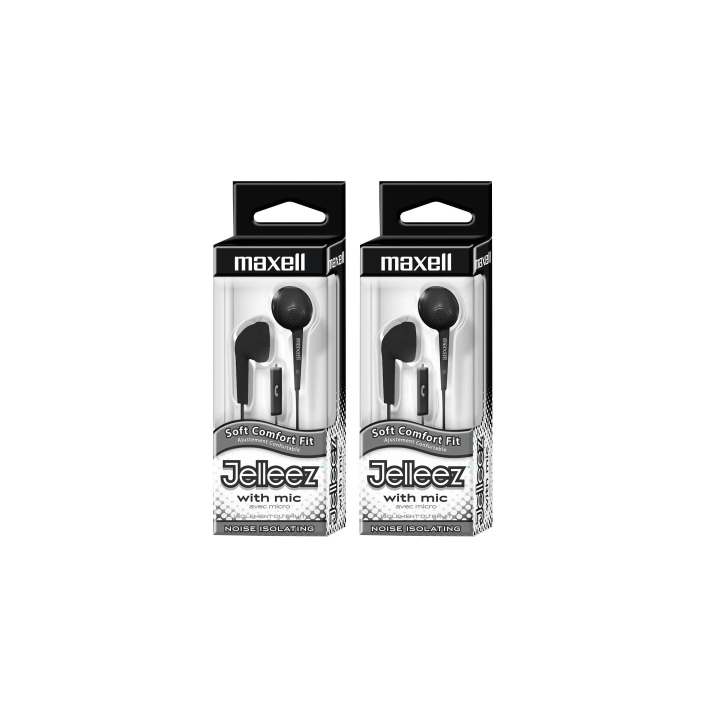 Maxell Jelleez™ Soft Earbuds with Mic, Black, Pack of 2