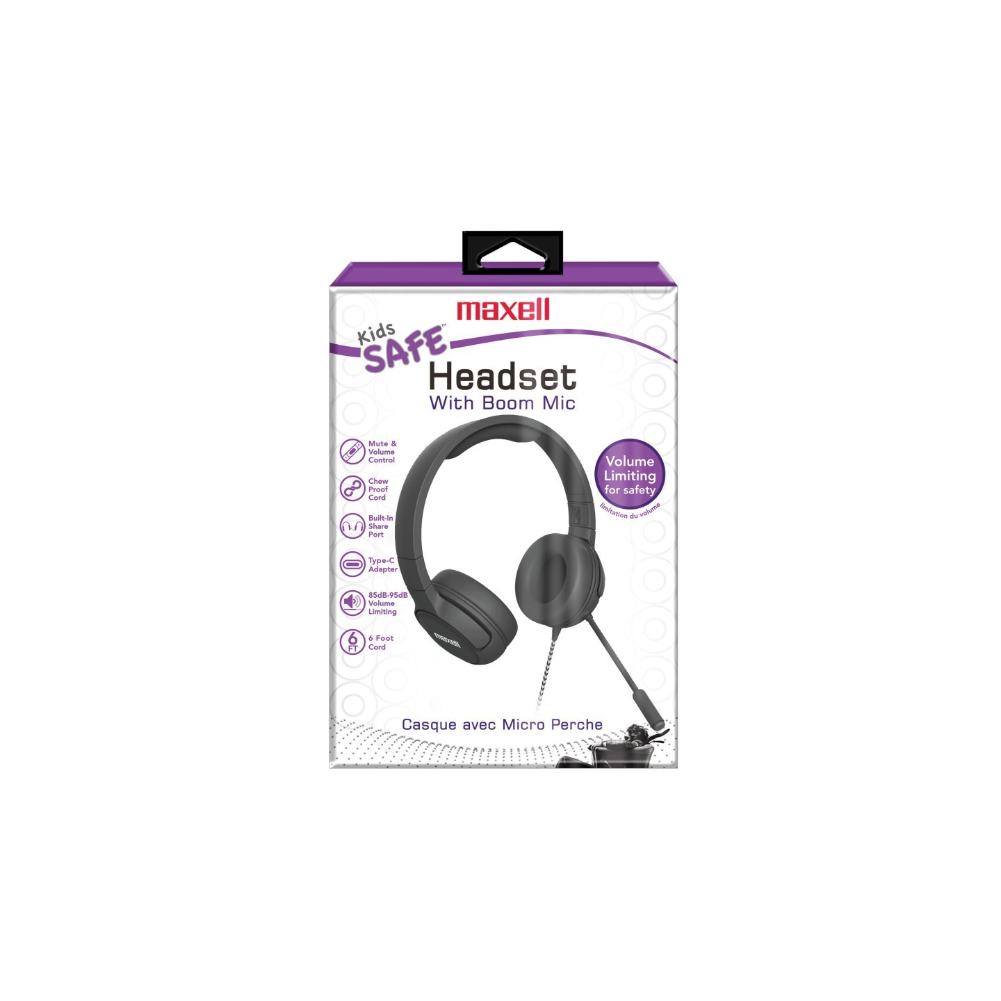 Maxell Kids Safe Listening Overear Headset with Boom Mic