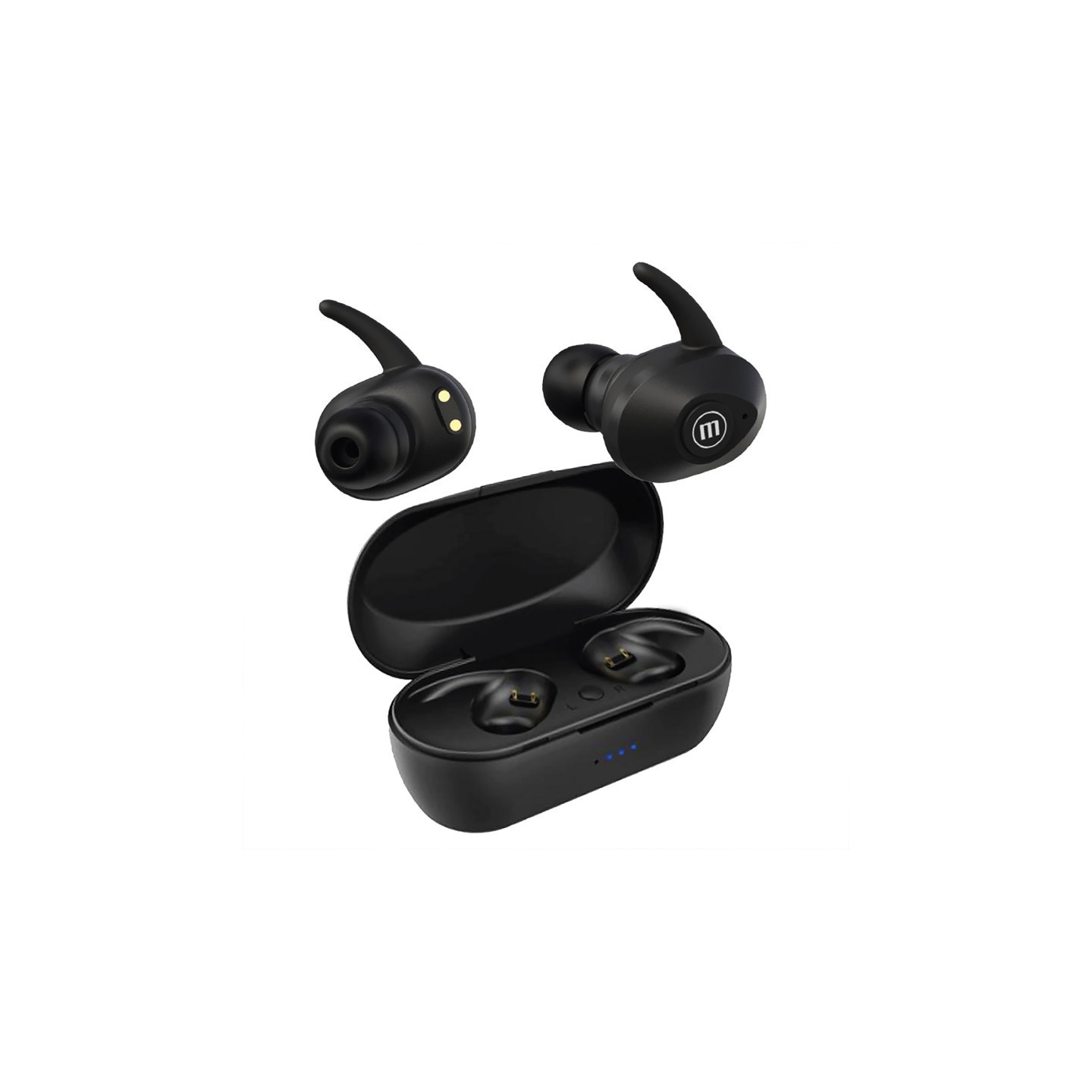 Maxell Mini True Wireless Earfin Style Earbuds, Black
