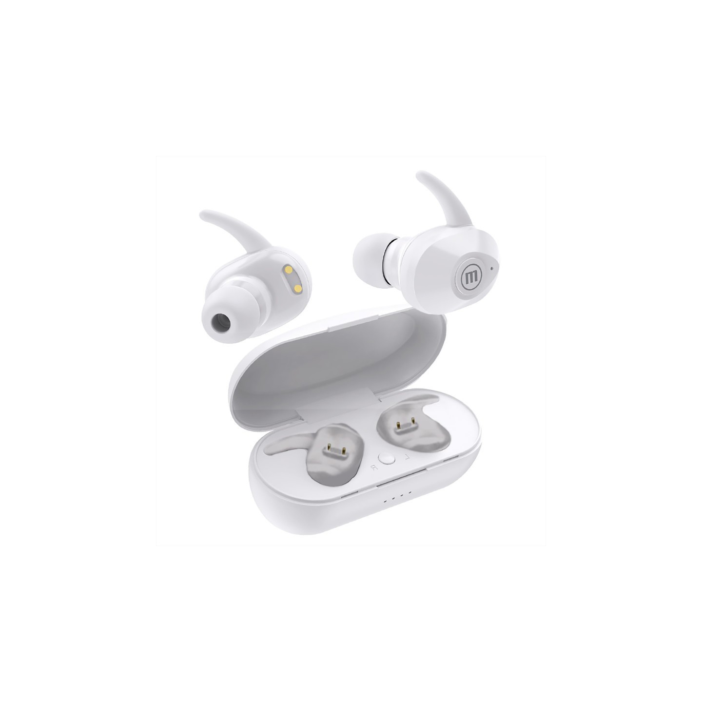 Maxell Mini True Wireless Earfin Style Earbuds, White