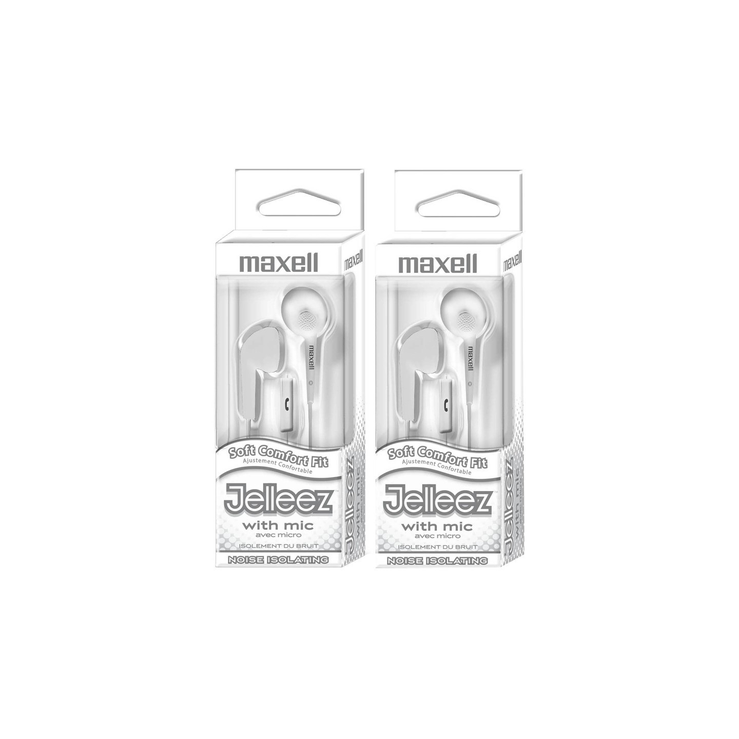 Maxell Jelleez™ Soft Earbuds with Mic, White, Pack of 2