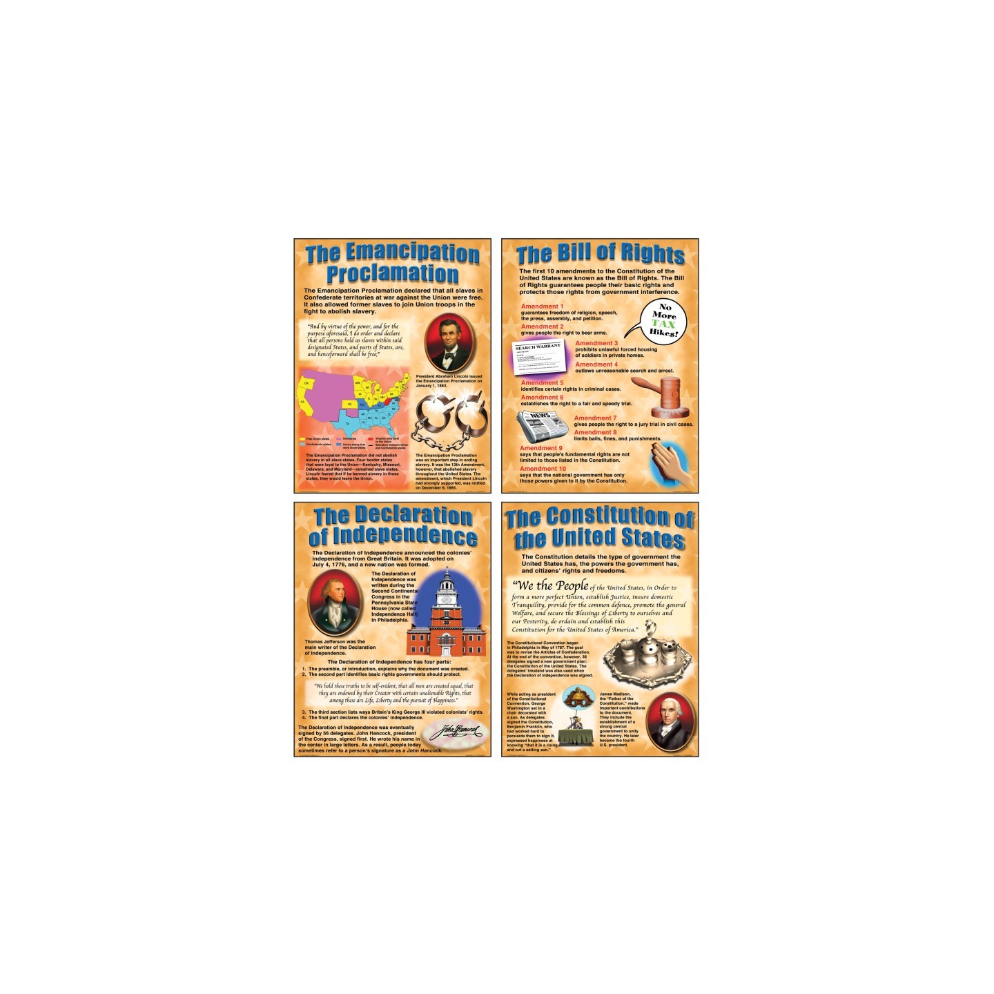 McDonald Publishing Important U.S. Documents Posters, Set of 4