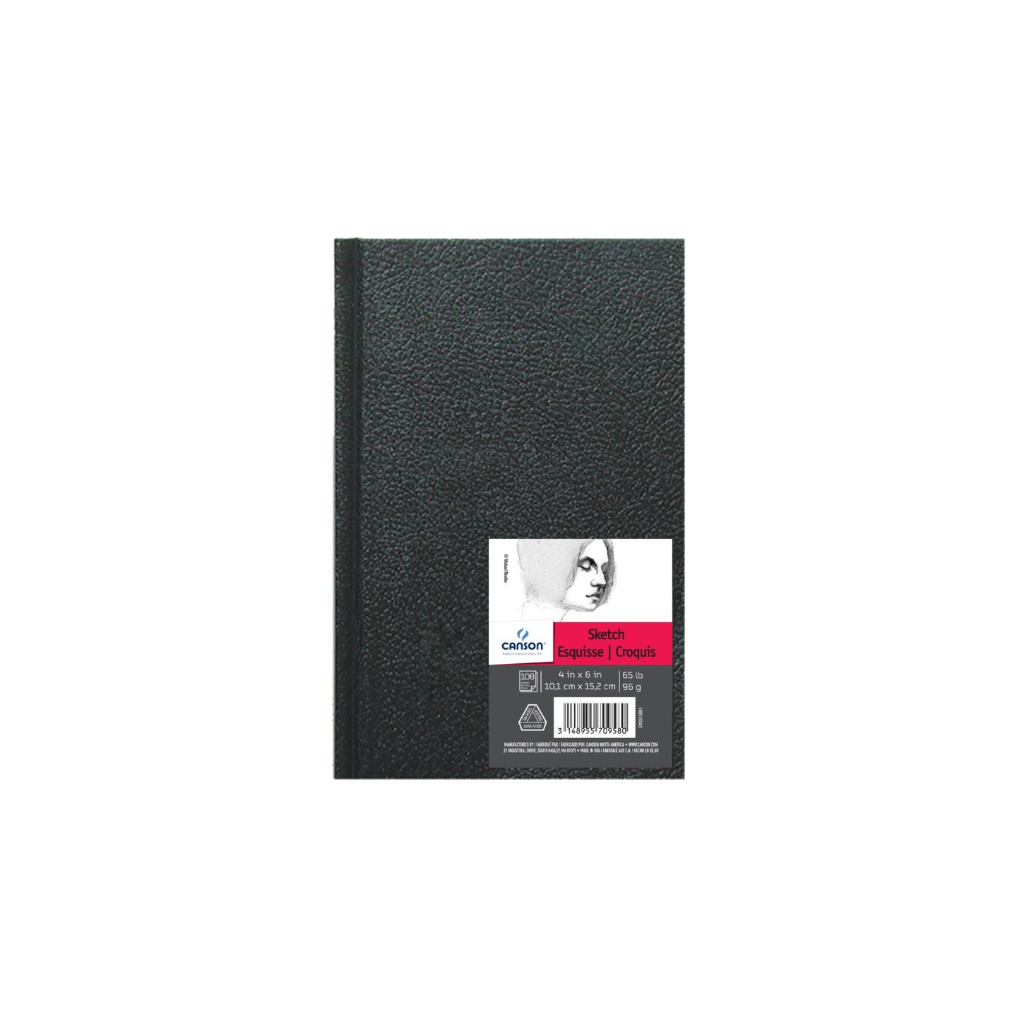 Canson Artist Series Sketch Art Book, Black Cover, Hardbound, 108 Sheet, 4x6 inch, 1 Count