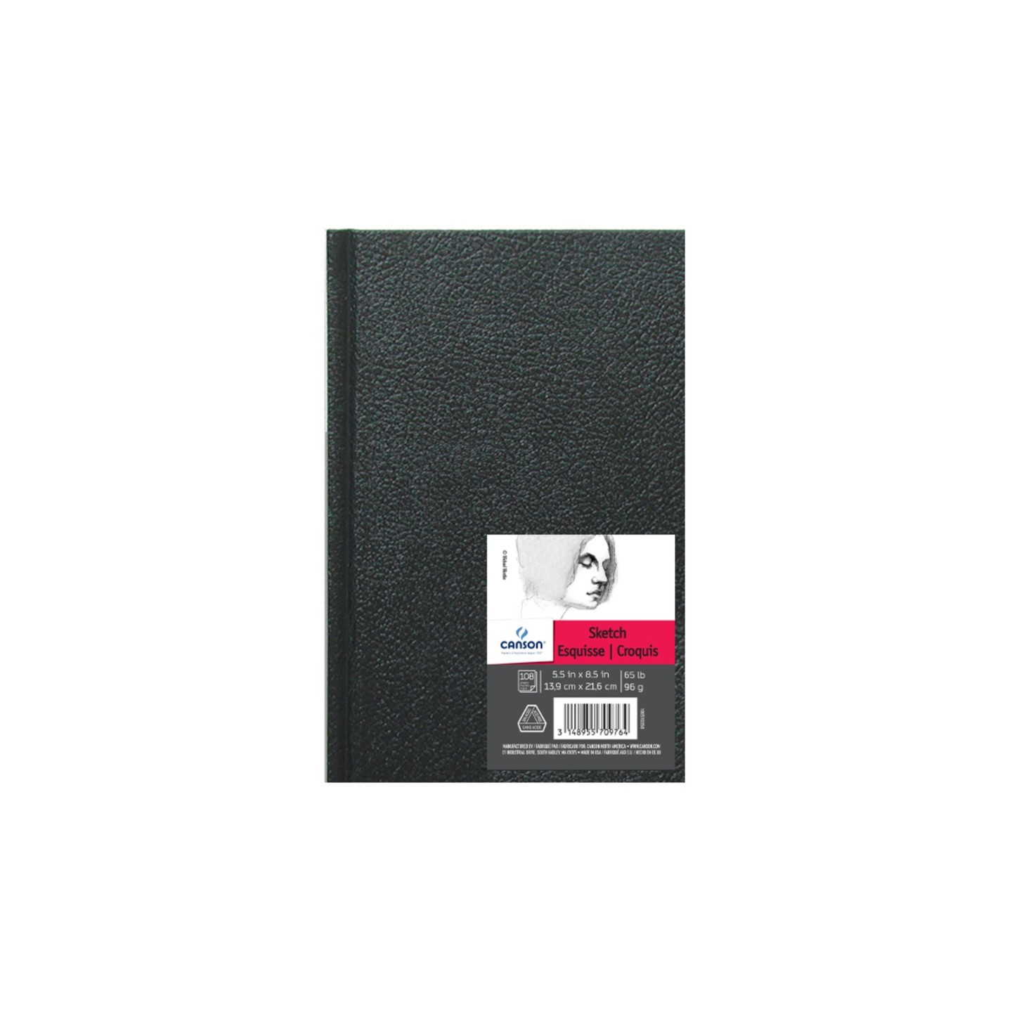 Canson Artist Series Sketch Art Book, Black Cover, Hardbound, 108 Sheet, 5.5x8.5 inch, 1 Count