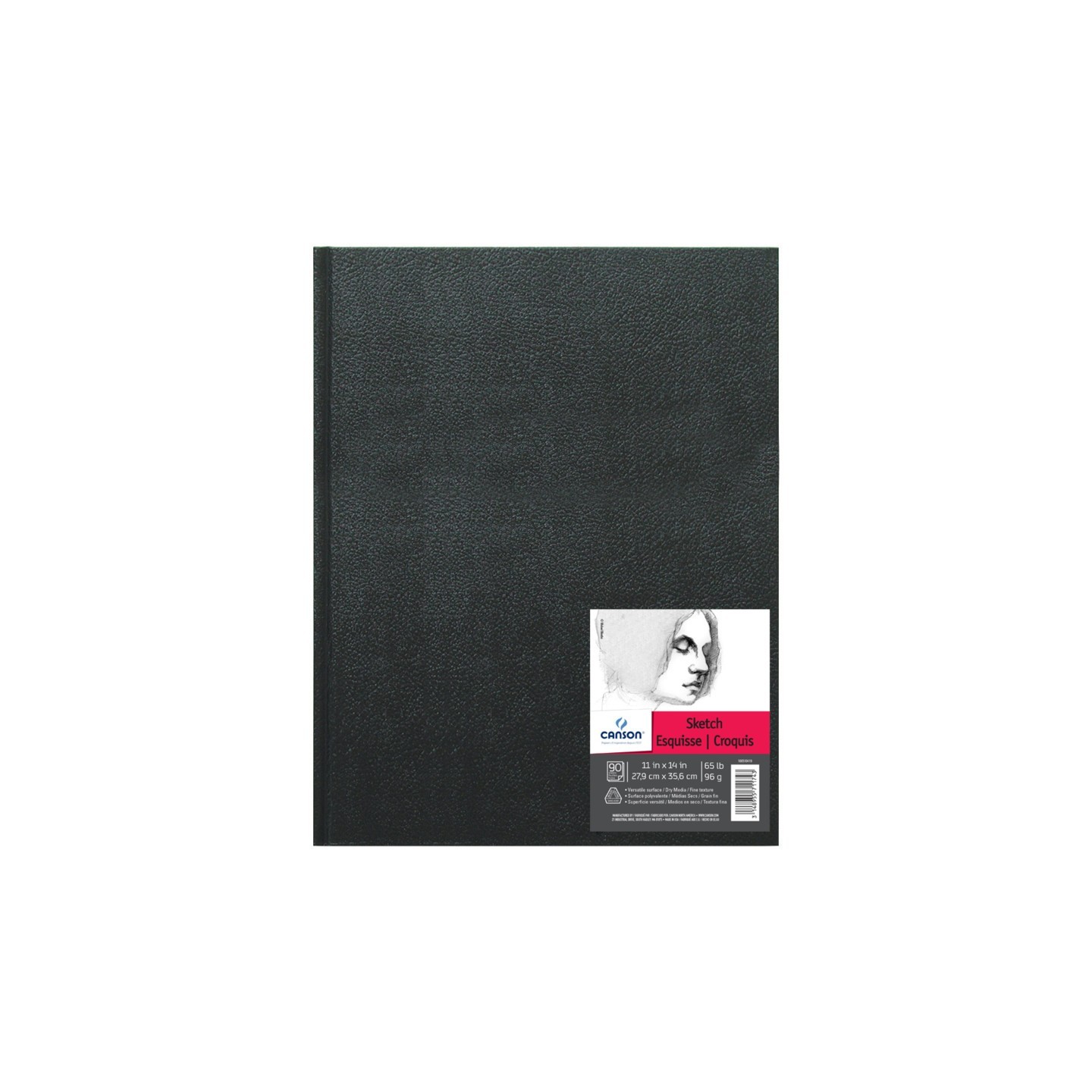 Canson Artist Series Sketch Art Book, Black Cover, Hardbound, 90 Sheet, 11x14 inch, 1 Count