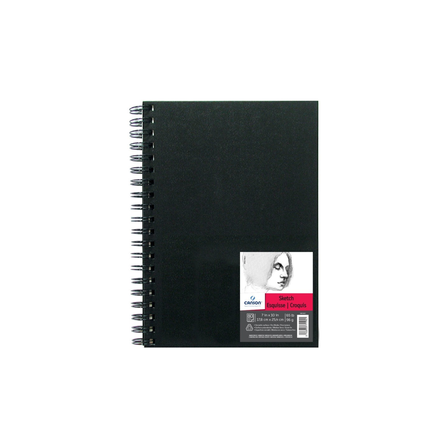 Canson Artist Series Sketch Art Book, Black Cover, Wire Binding, 80 Sheet, 7x10 inch, 1 Count
