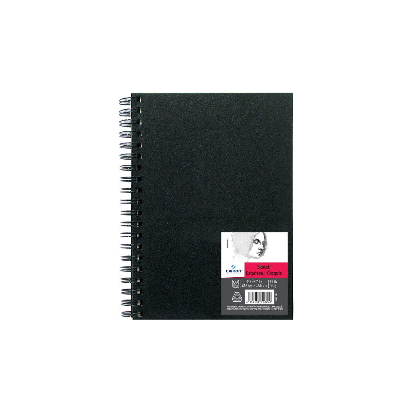 Canson Artist Series Sketch Art Book, Black Cover, Wire Binding, 80 Sheet, 5X7 inch, 1 Count