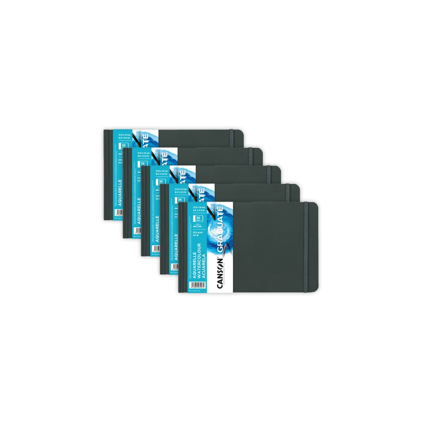 Canson Graduate Watercolor Art Book, Hard Cover Binding, 28 Sheet, 8.5x5.5 inch, Pack of 5
