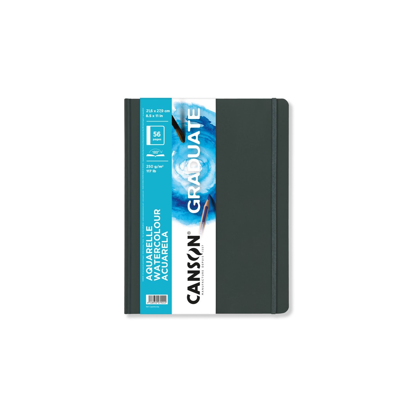 Canson Graduate Watercolor Art Book, Hard Cover Binding, 28 Sheet, 8.5x11 inch, 1 Count