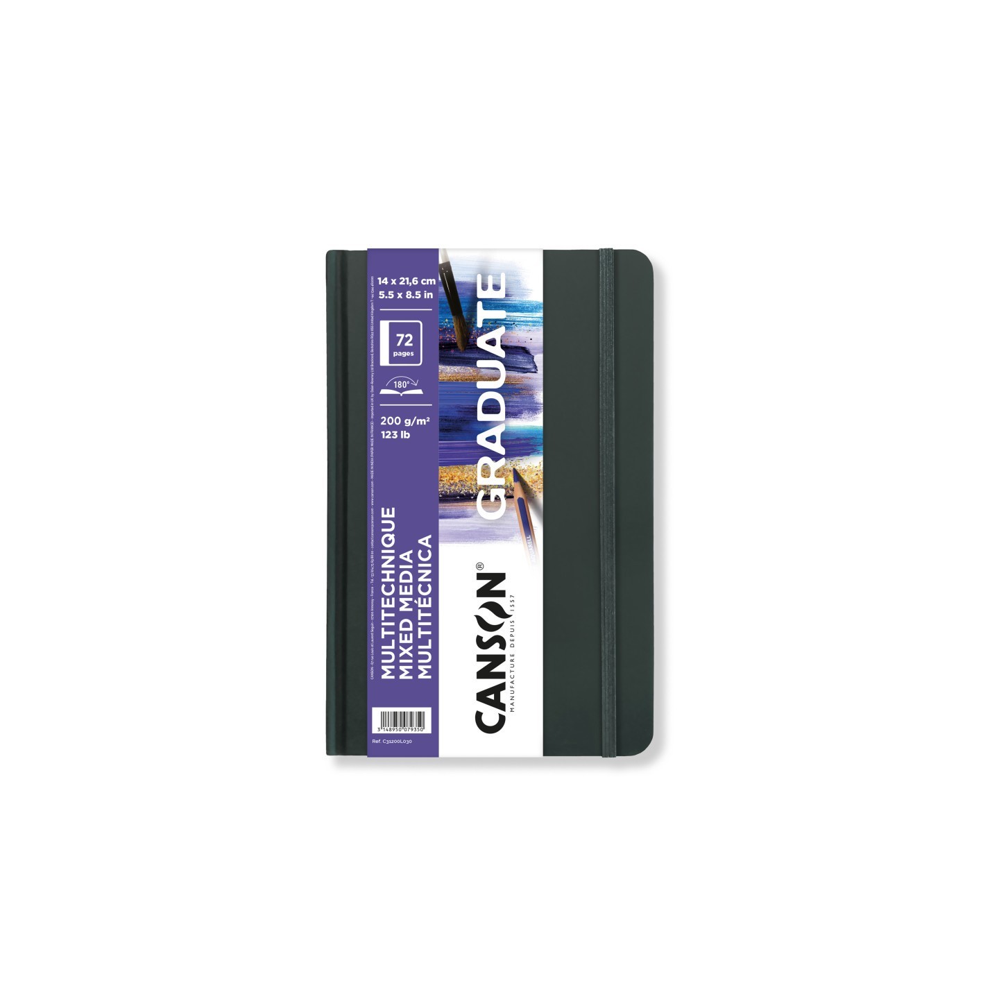 Canson Graduate Mixed Media Art Book, Hard Cover Binding, 36 Sheet, 5.5x8.5 inch, 1 Count