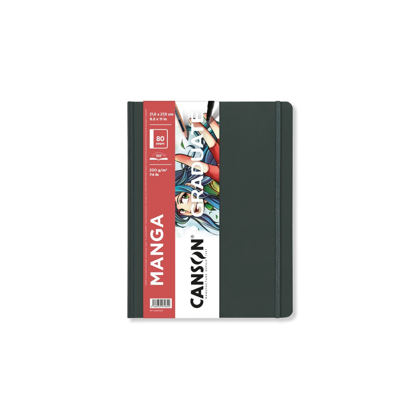 Canson Graduate Manga Art Book, Hard Cover Binding, 40 Sheet, 8.5x11 inch, 1 Count