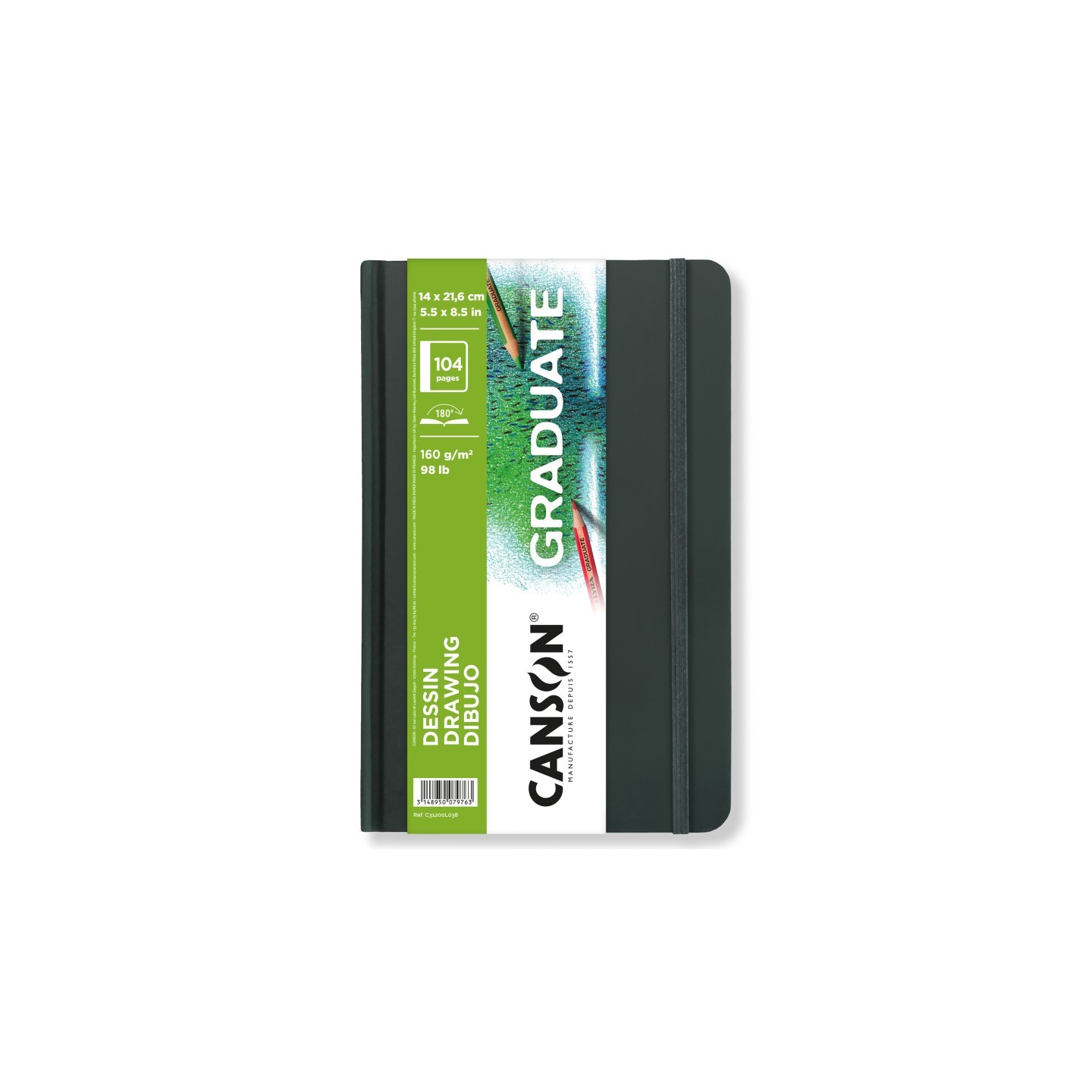Canson Graduate Drawing Art Book, Hard Cover Binding, 52 Sheet, 5.5x8.5 inch, 1 Count