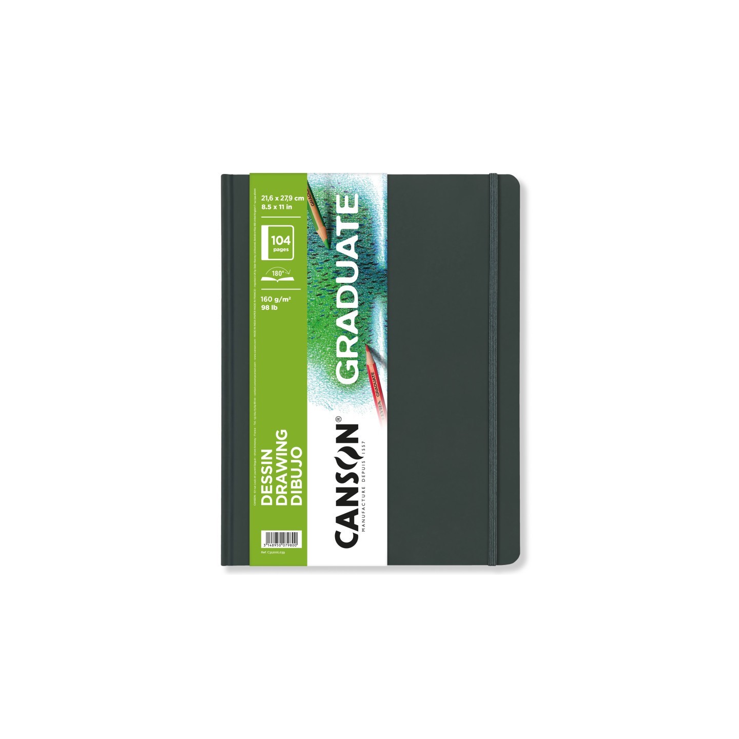 Canson Graduate Drawing Art Book, Hard Cover Binding, 52 Sheet, 8.5x11 inch, 1 Count
