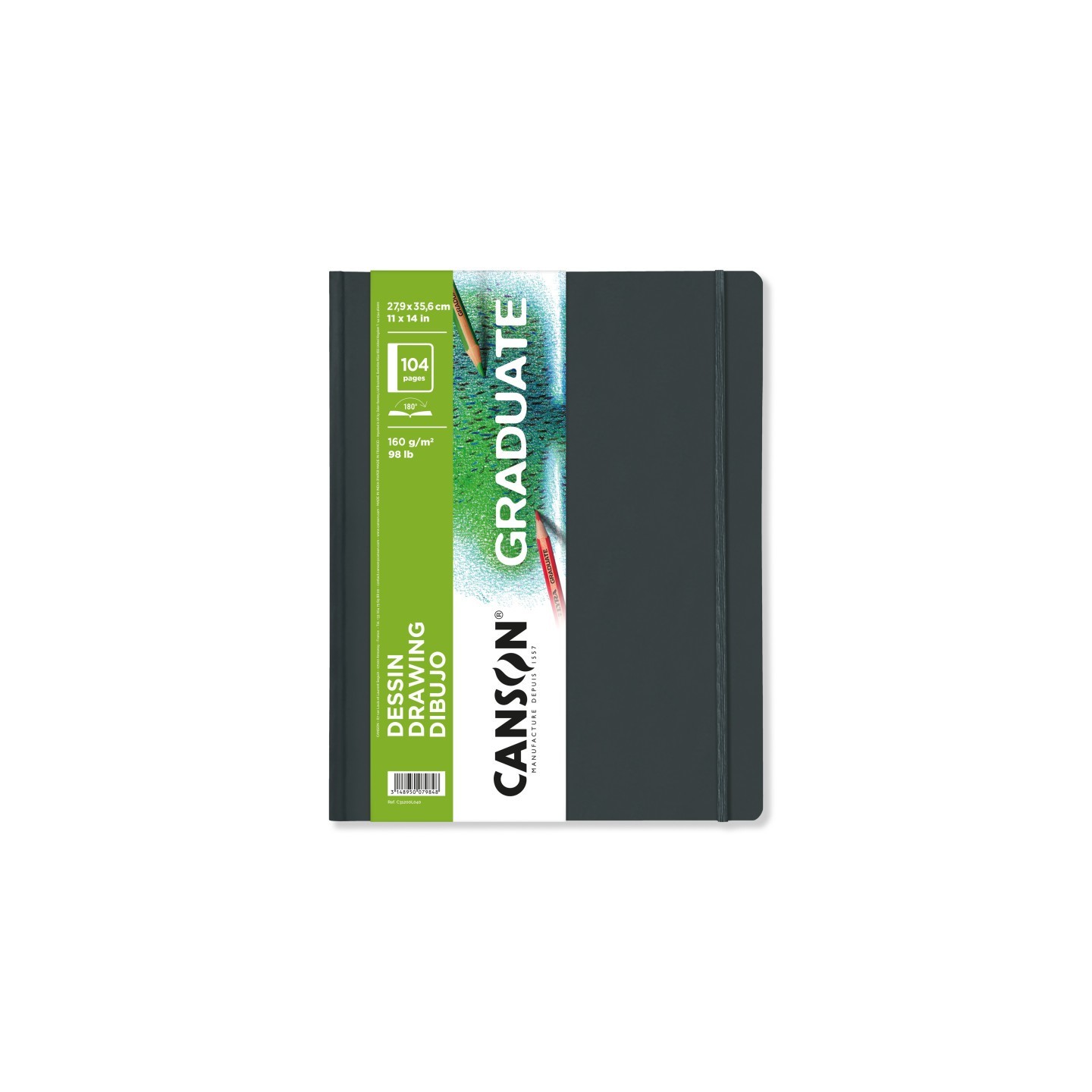 Canson Graduate Drawing Art Book, Hard Cover Binding, 52 Sheet, 11x14 inch, 1 Count