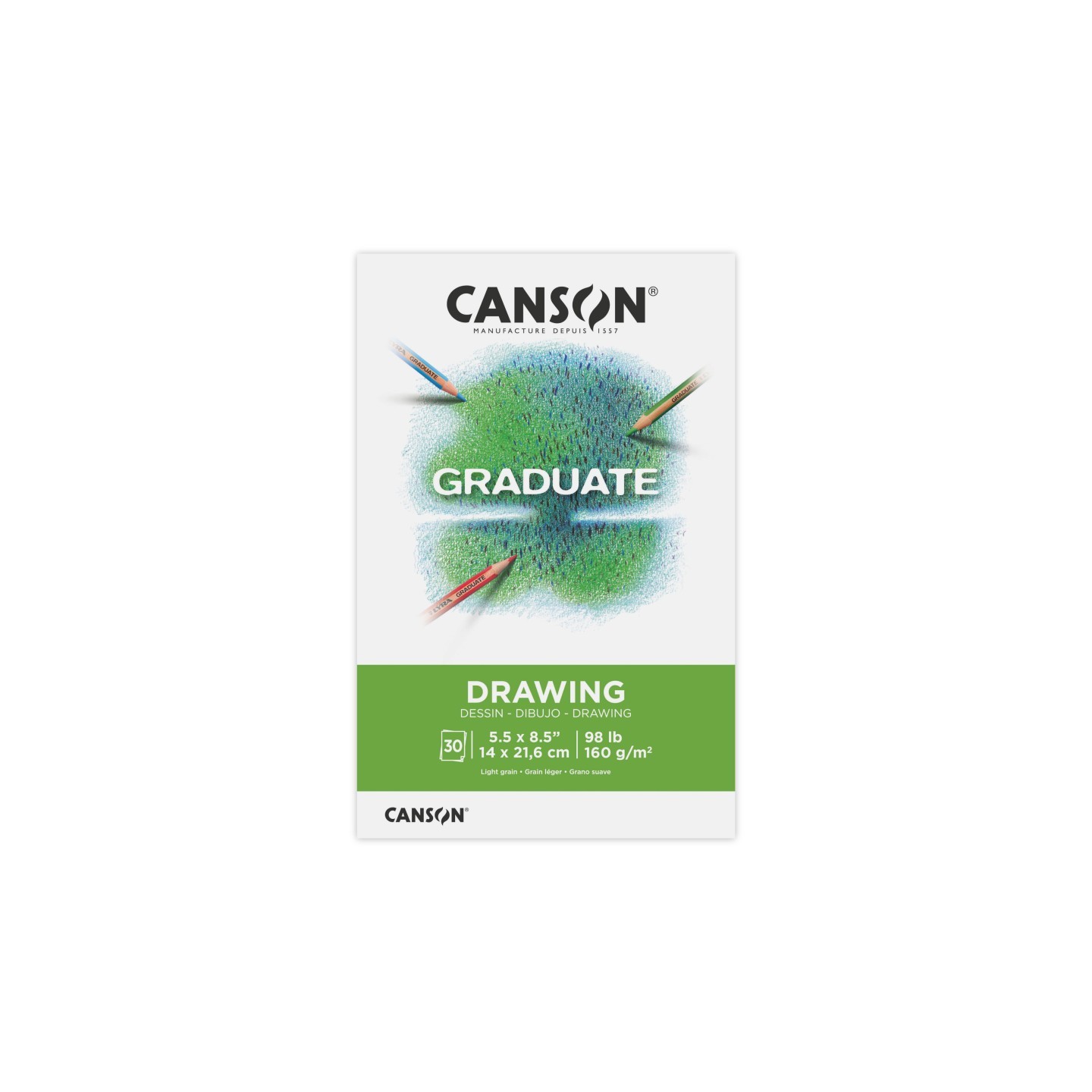 Canson Graduate Drawing Pad, Foldover Binding, 30 Sheet, 5.5x8.5 inch, 1 Count
