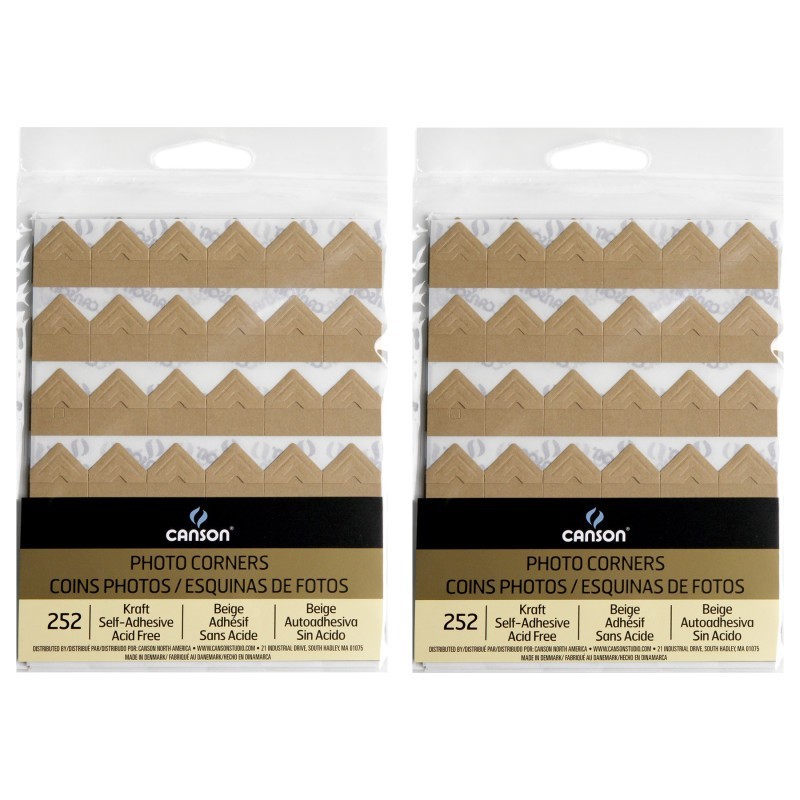 Canson Canson Self-Adhesive Photo Corners, Kraft, 252 Per Pack, 2 Packs