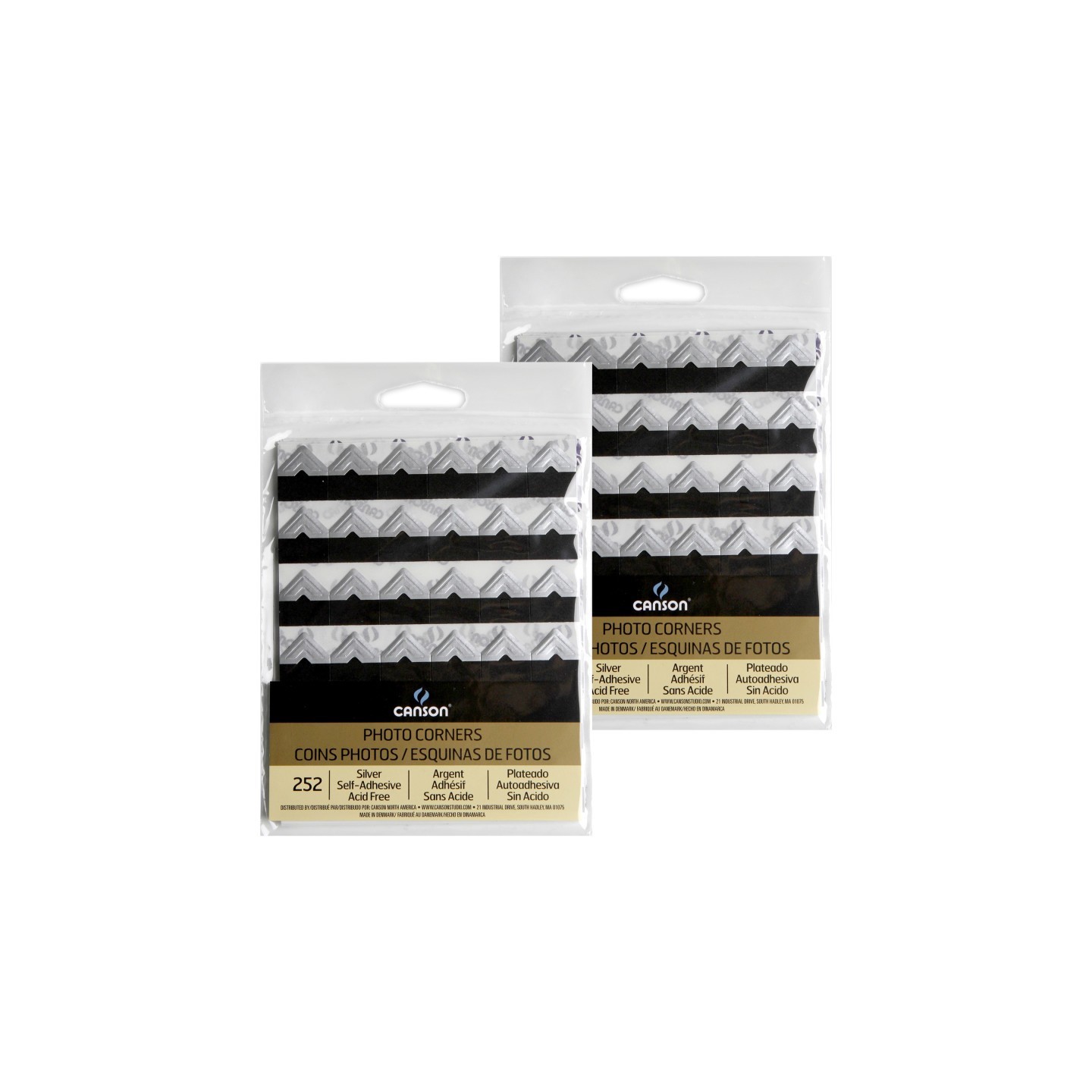Canson Canson Self-Adhesive Photo Corners, Silver, 252 Per Pack, 2 Packs