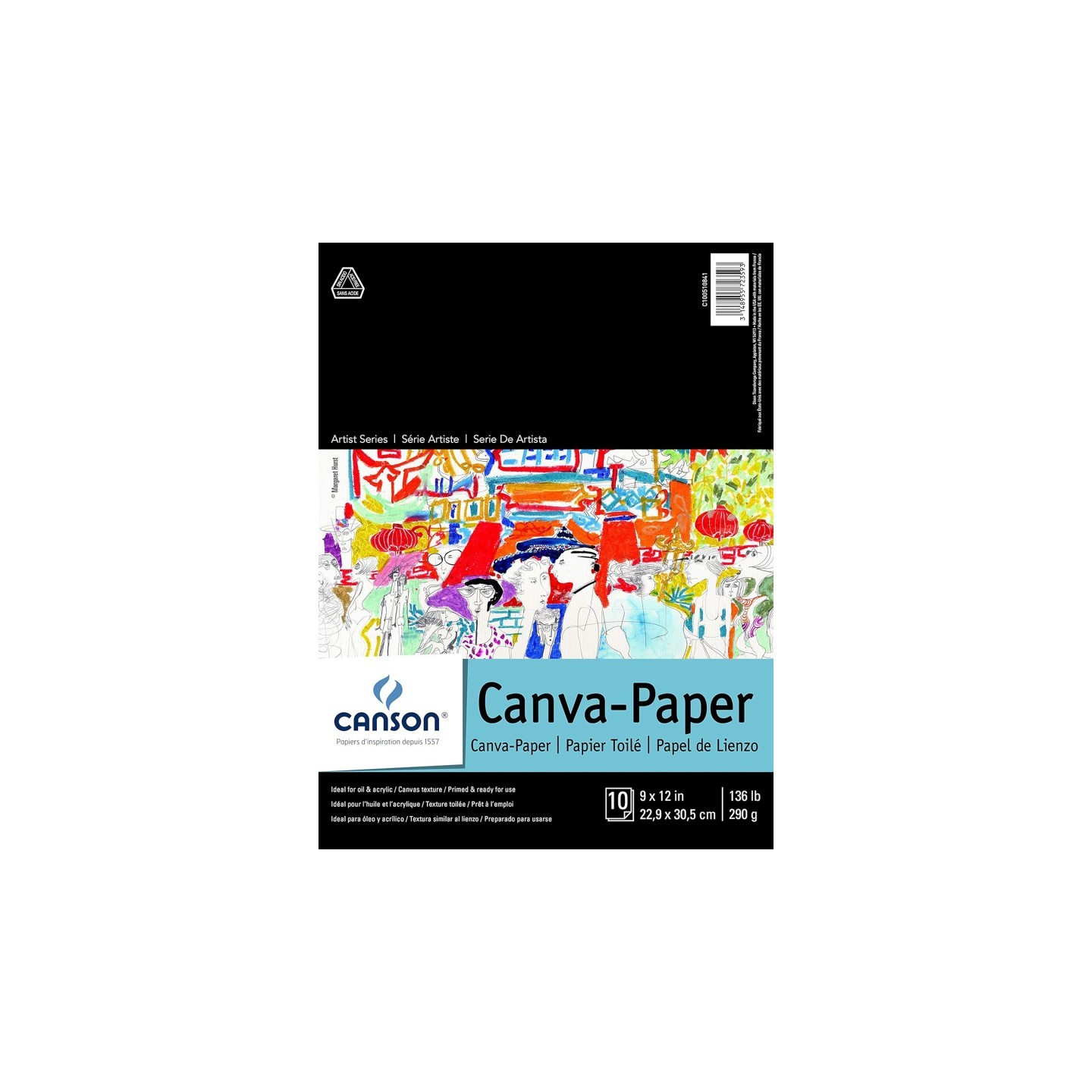 Canson Artist Series Canva Canvas Pad, Foldover Binding, 10 Sheet, 9x12 inch, 1 Count