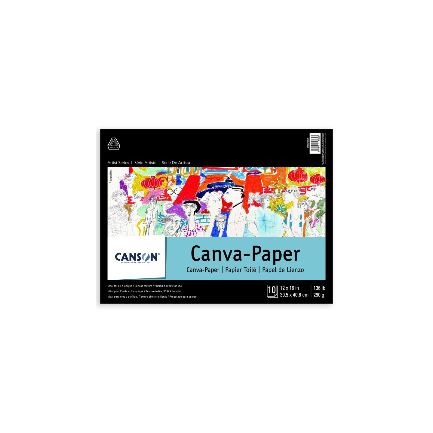 Canson Artist Series Canva Canvas Pad, Foldover Binding, 10 Sheet, 12x16 inch, 1 Count