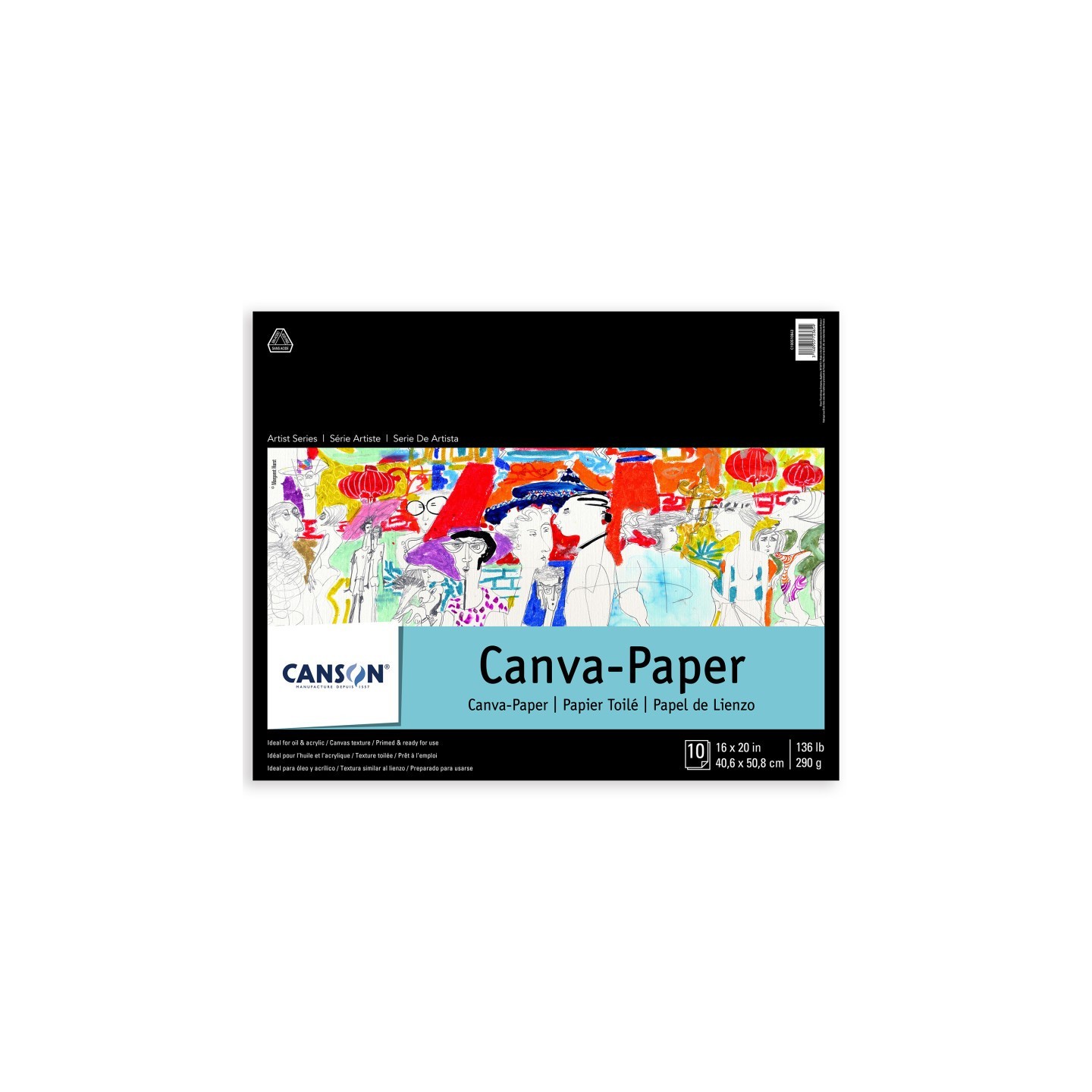 Canson Artist Series Canva Canvas Pad, Foldover Binding, 10 Sheet, 16x20 inch, 1 Count