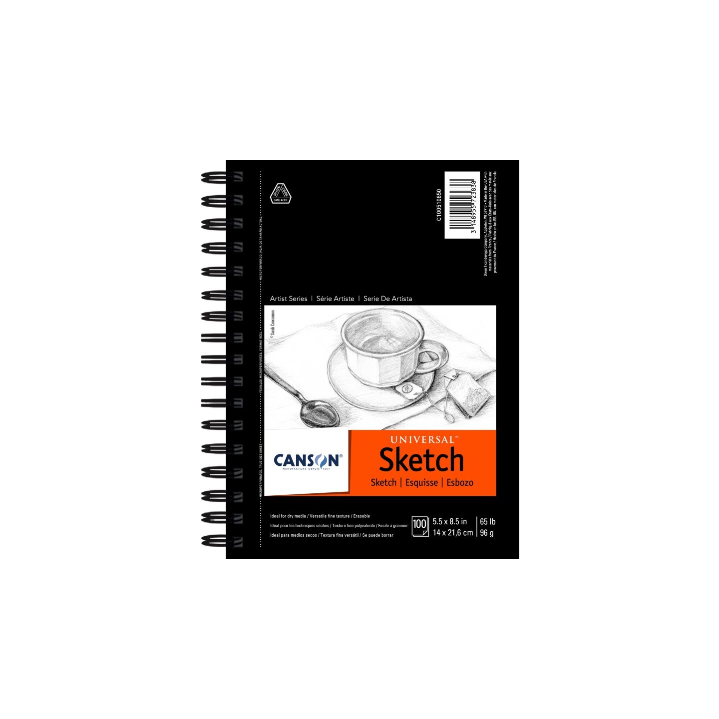 Canson Artist Series Universal Sketch Pad, Side Wire Binding, 100 Sheet, 5.5x8.5 inch, 1 Count