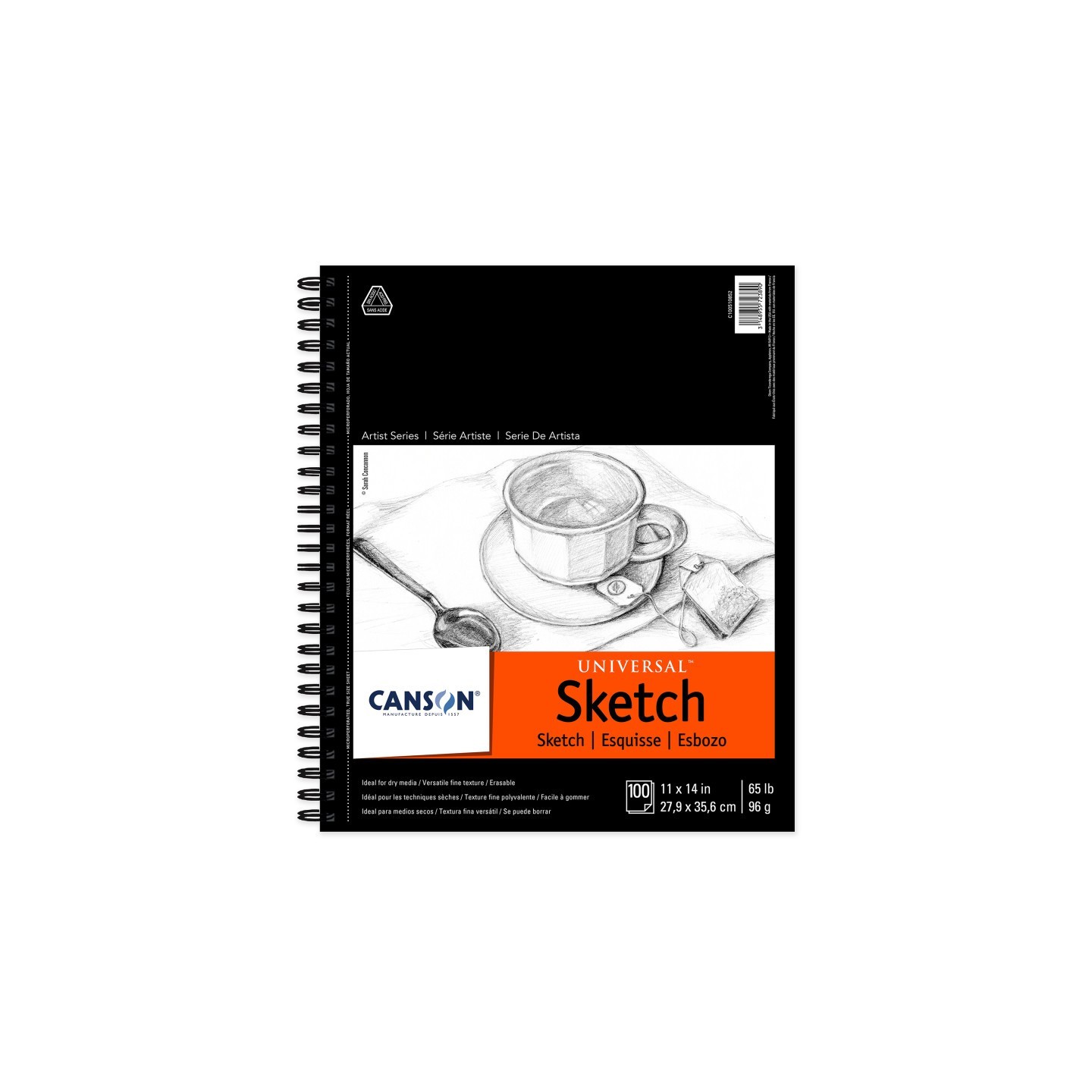 Canson Artist Series Universal Sketch Pad, Side Wire Binding, 100 Sheet, 11x14 inch, 1 Count