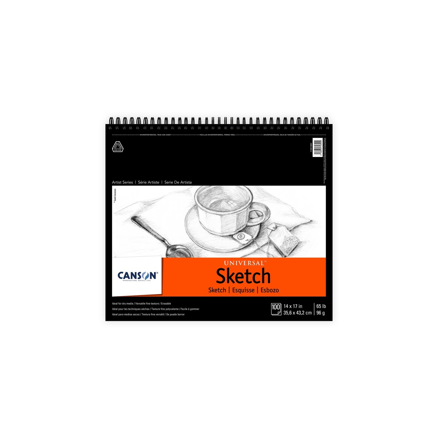 Canson Artist Series Universal Sketch Pad, Top Wire Binding, 100 Sheet, 14x17 inch, 1 Count
