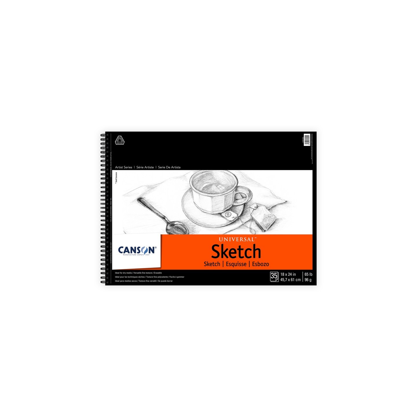 Canson Artist Series Universal Sketch Pad, Side Wire Binding, 35 Sheet, 18x24 inch, 1 Count