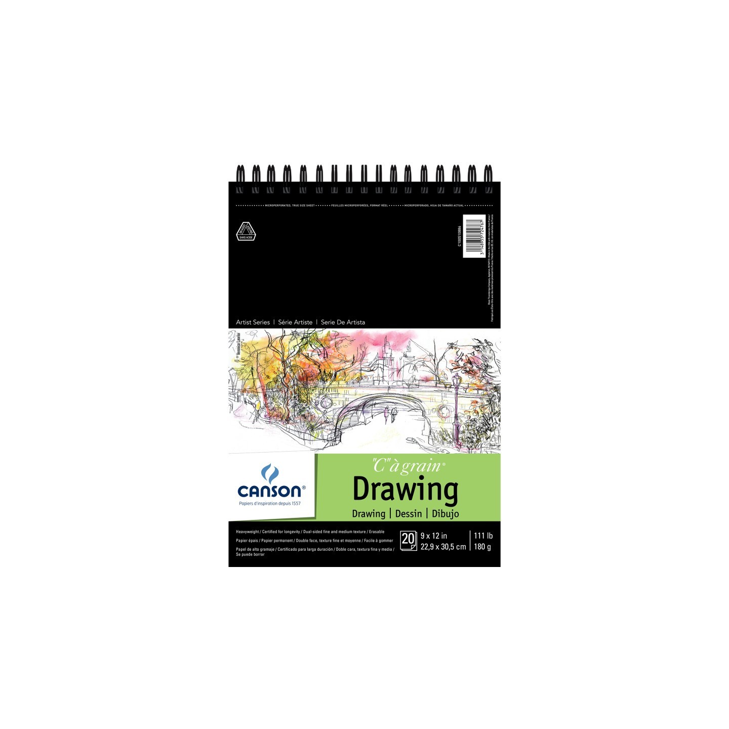 Canson Artist Series C à Grain Drawing Pad, Top Wire Binding, 20 Sheet, 9x12 inch, 1 Count